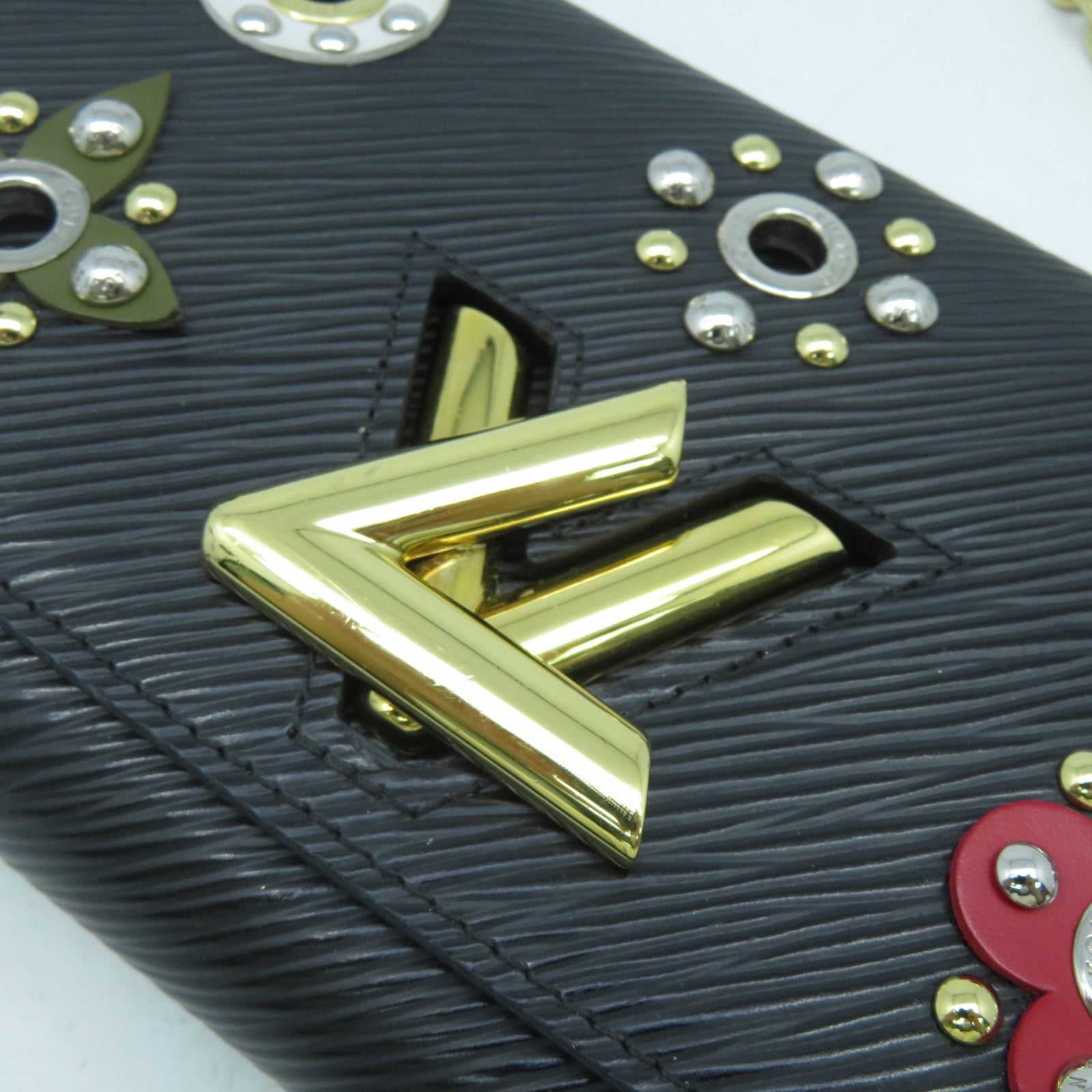 LOUIS VUITTON Epi Portefeuille Twist金扣鏈帶肩背袋黑色