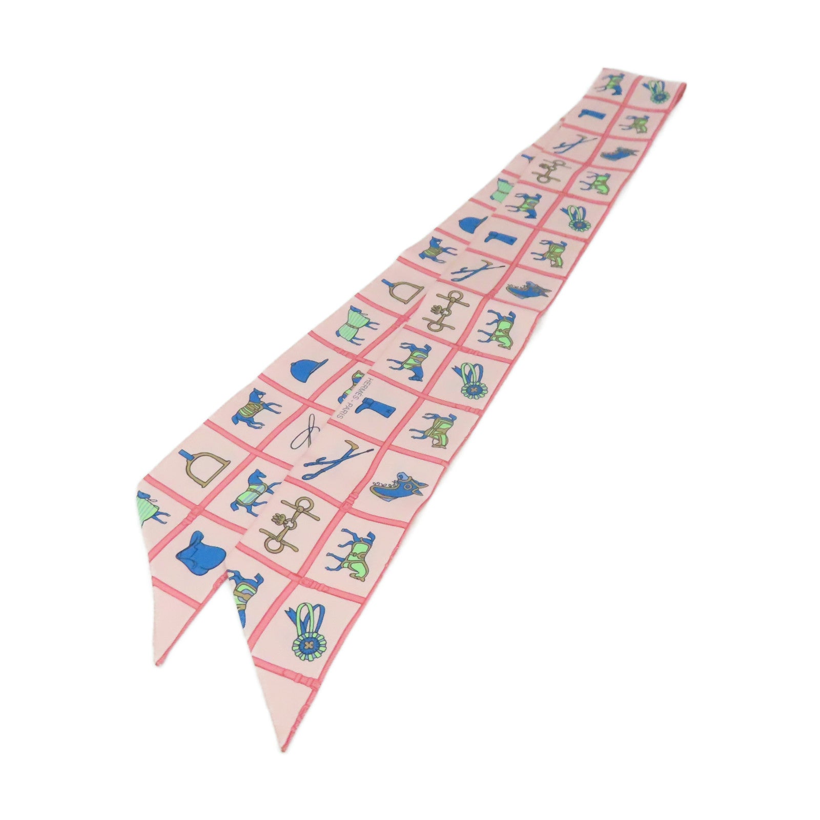 HERMES 絲質Twilly Scarf絲巾粉紅色/彩色