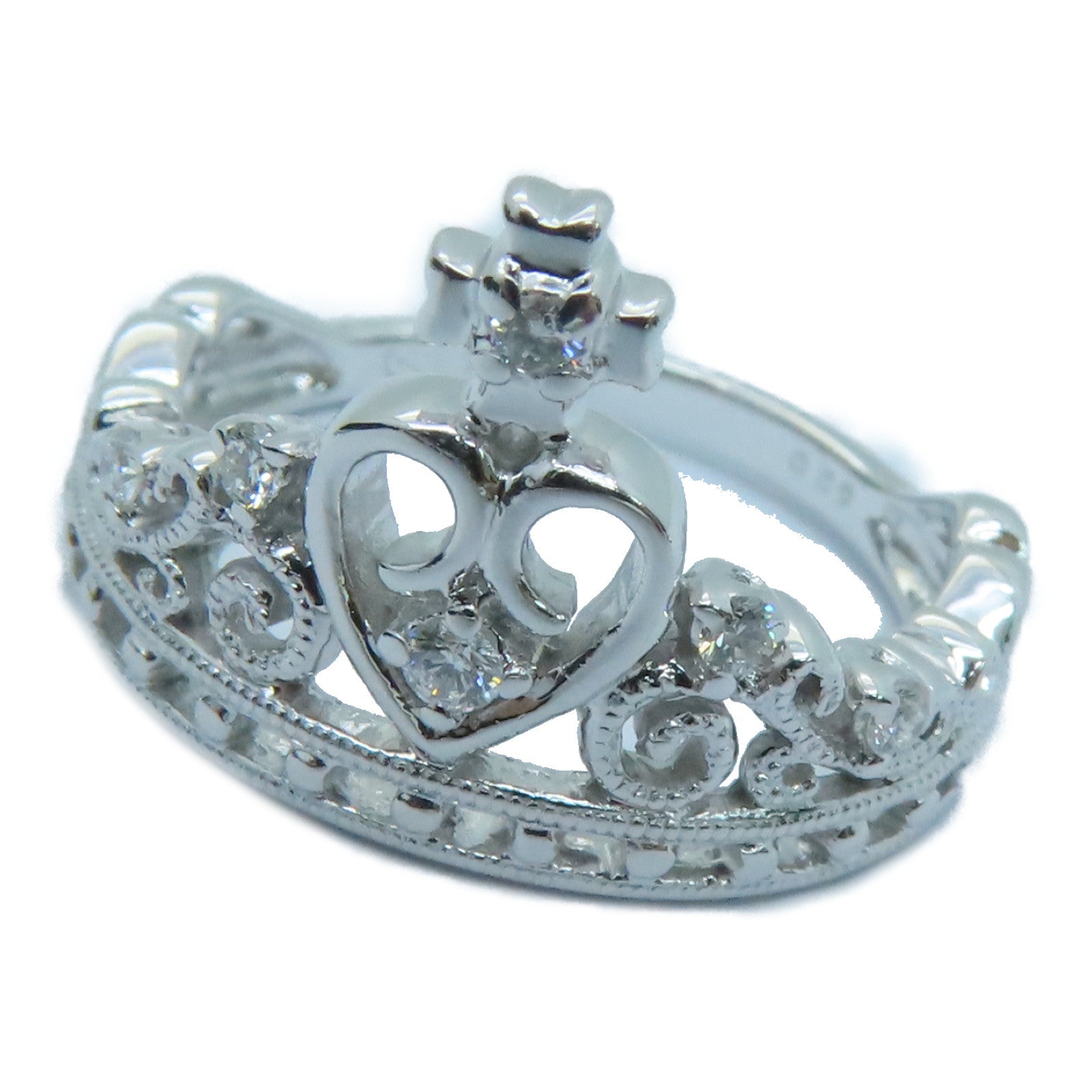JEWELRY 18K White Gold Diamond Ring 0.09ct Diamond Ring US#4.75