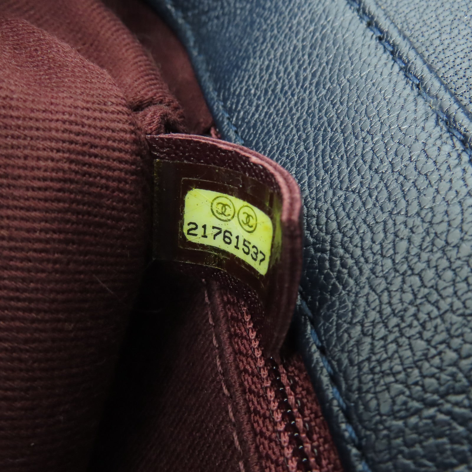 CHANEL 菱格牛皮皮革Chain Shoulder Bag銀扣鏈帶肩背袋深藍色