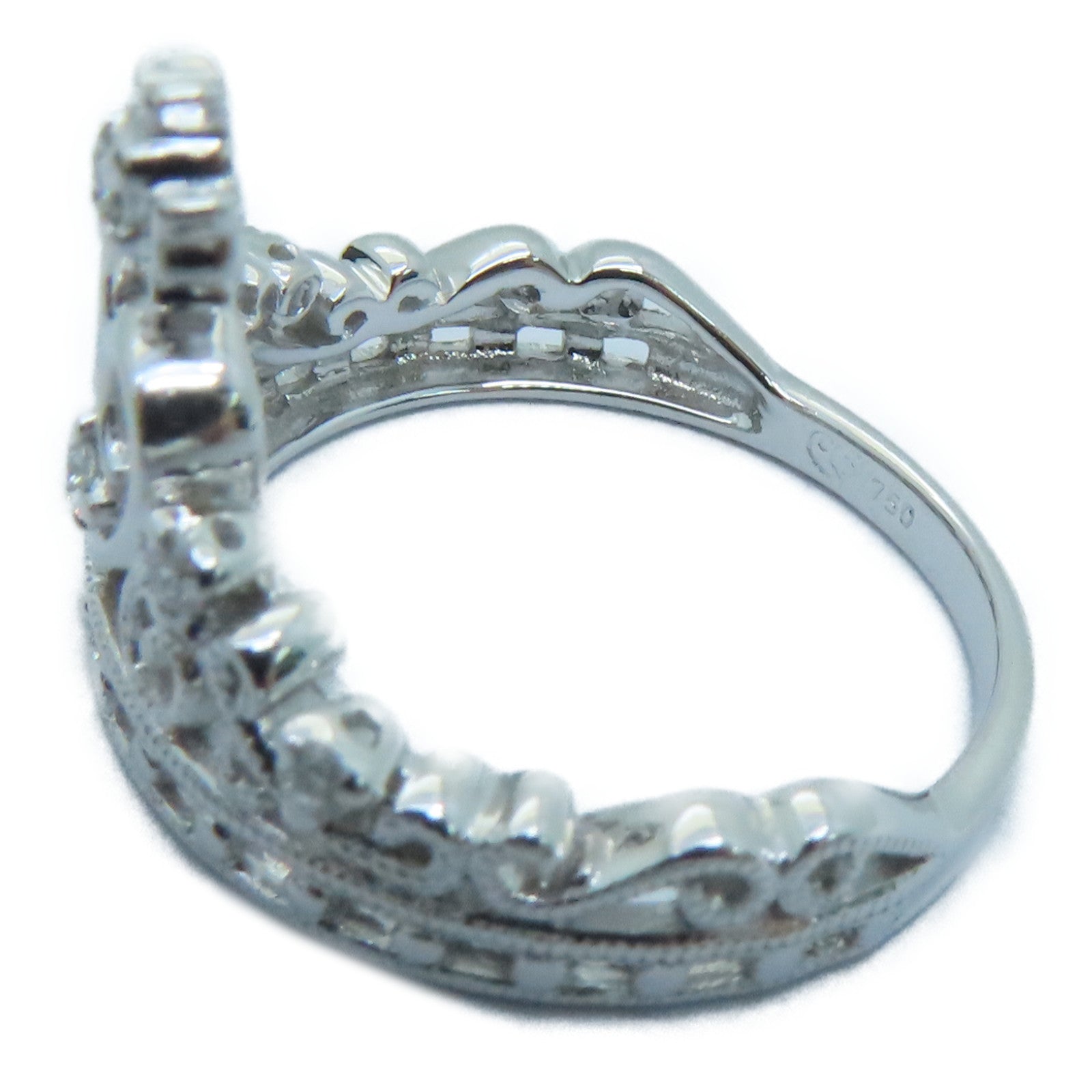 JEWELRY 18K White Gold Diamond Ring 0.09ct Diamond Ring US#4.75
