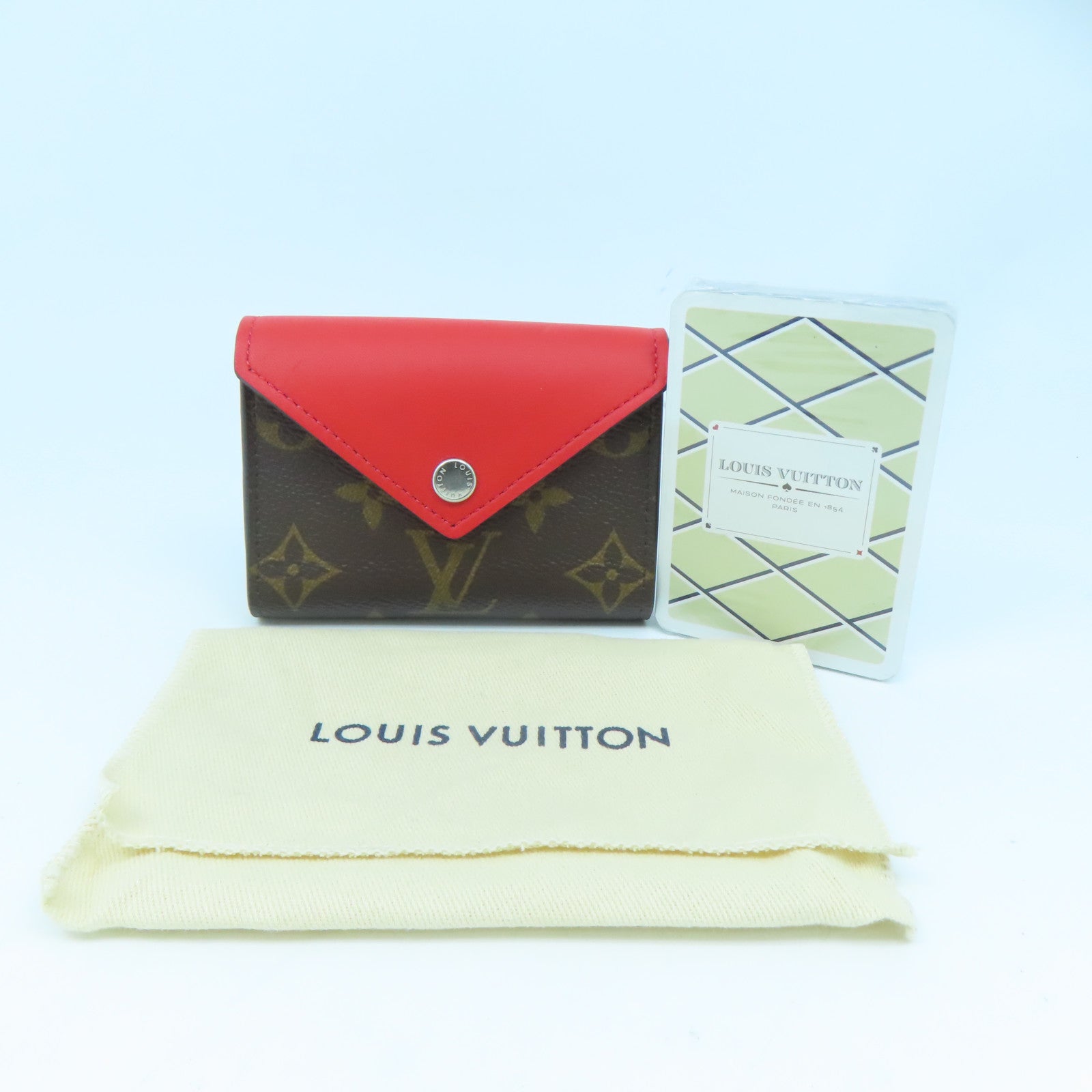 LOUIS VUITTON Monogram Etui Cult Arseneto銀扣卡片套啡色/紅色