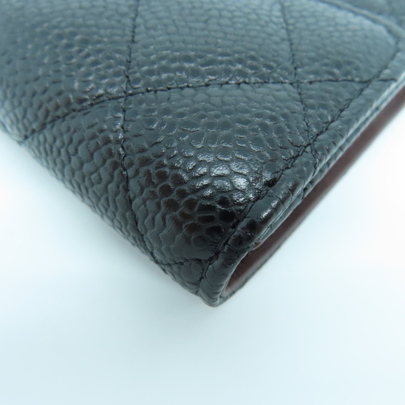 CHANEL 菱格Caviar皮革Wallet金扣錢包黑色