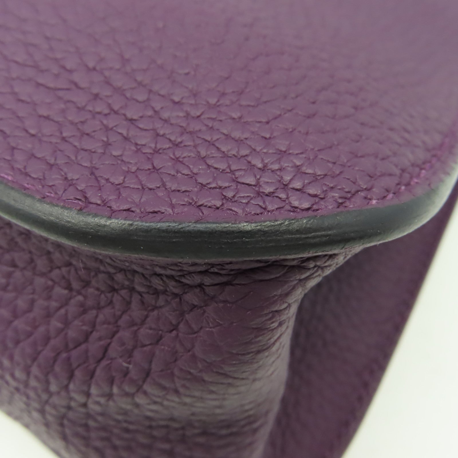HERMES Clemence皮革Halzan 25 2Way Shoulder Bag金扣手挽肩背兩用袋紫色/Rouge Grenat石榴紅色