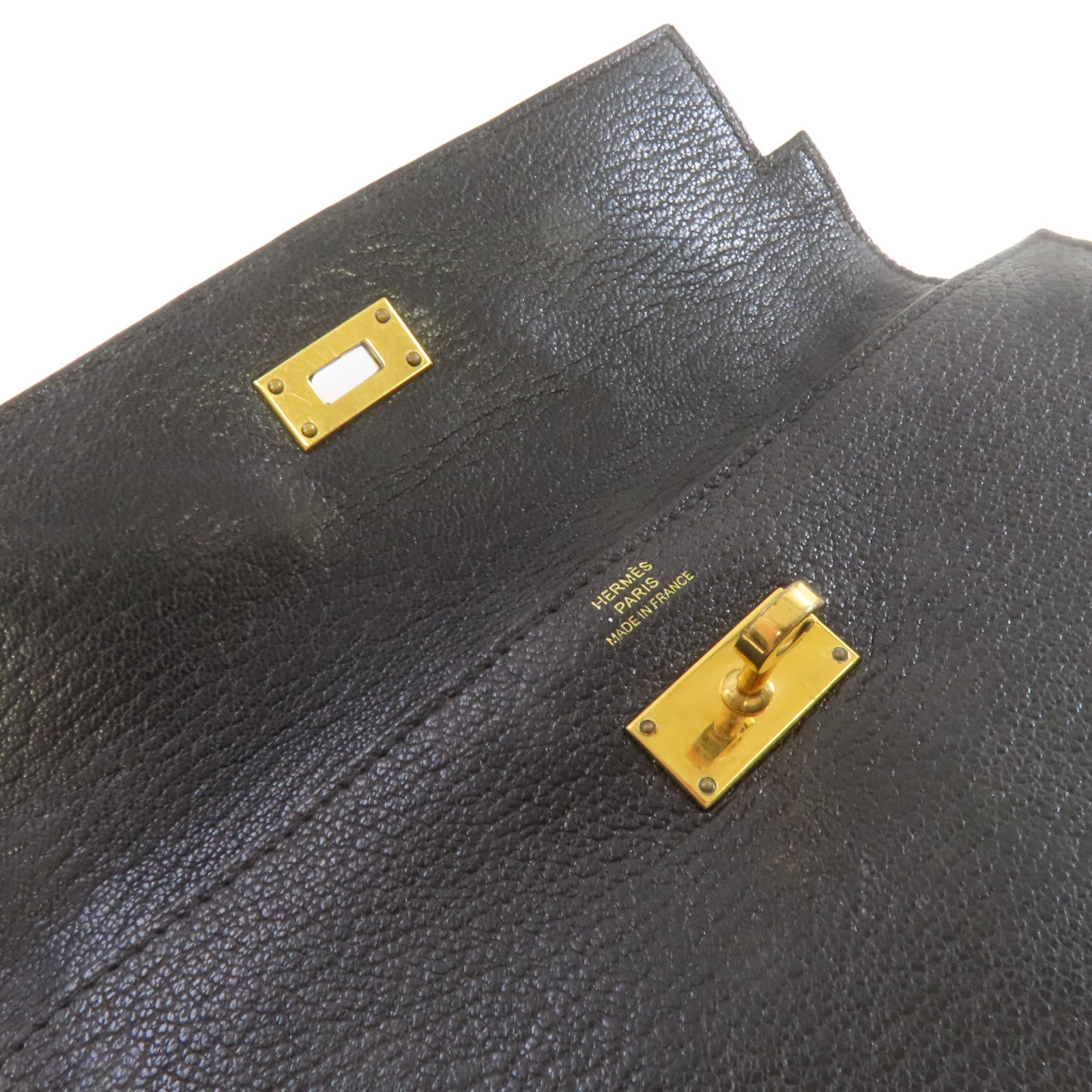 HERMES Chevre皮革Kelly Long Wallet金扣長錢包黑色