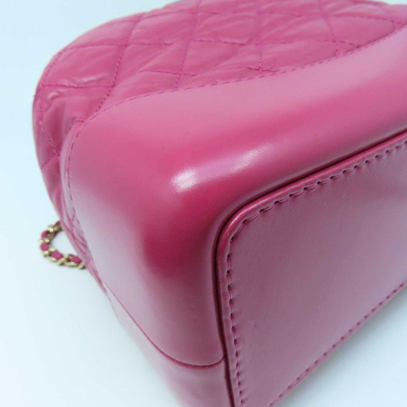 CHANEL Rhombus Sheepskin Leather Backpack Chain Belt Backpack Pink