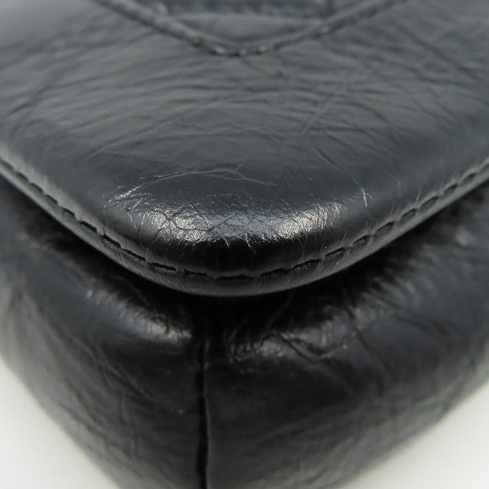 CHANEL 菱格牛皮皮革Chain Shoulder Bag銀扣鏈帶肩背袋黑色
