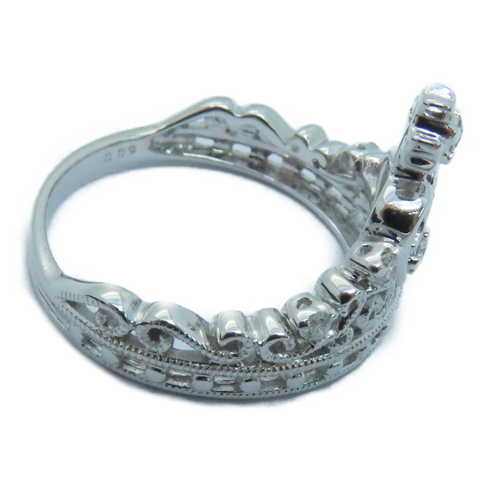 JEWELRY 18K White Gold Diamond Ring 0.09ct Diamond Ring US#4.75