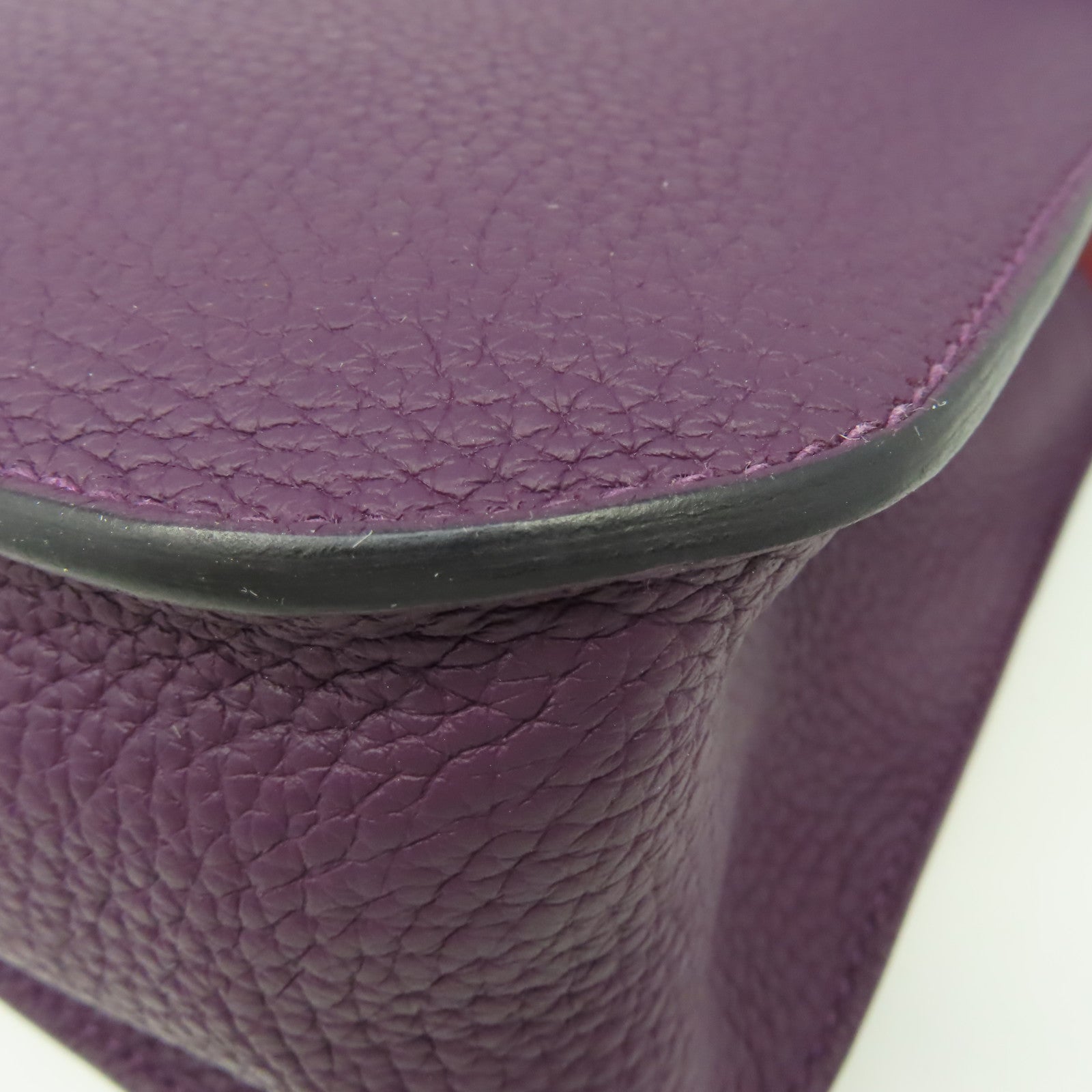 HERMES Clemence皮革Halzan 25 2Way Shoulder Bag金扣手挽肩背兩用袋紫色/Rouge Grenat石榴紅色