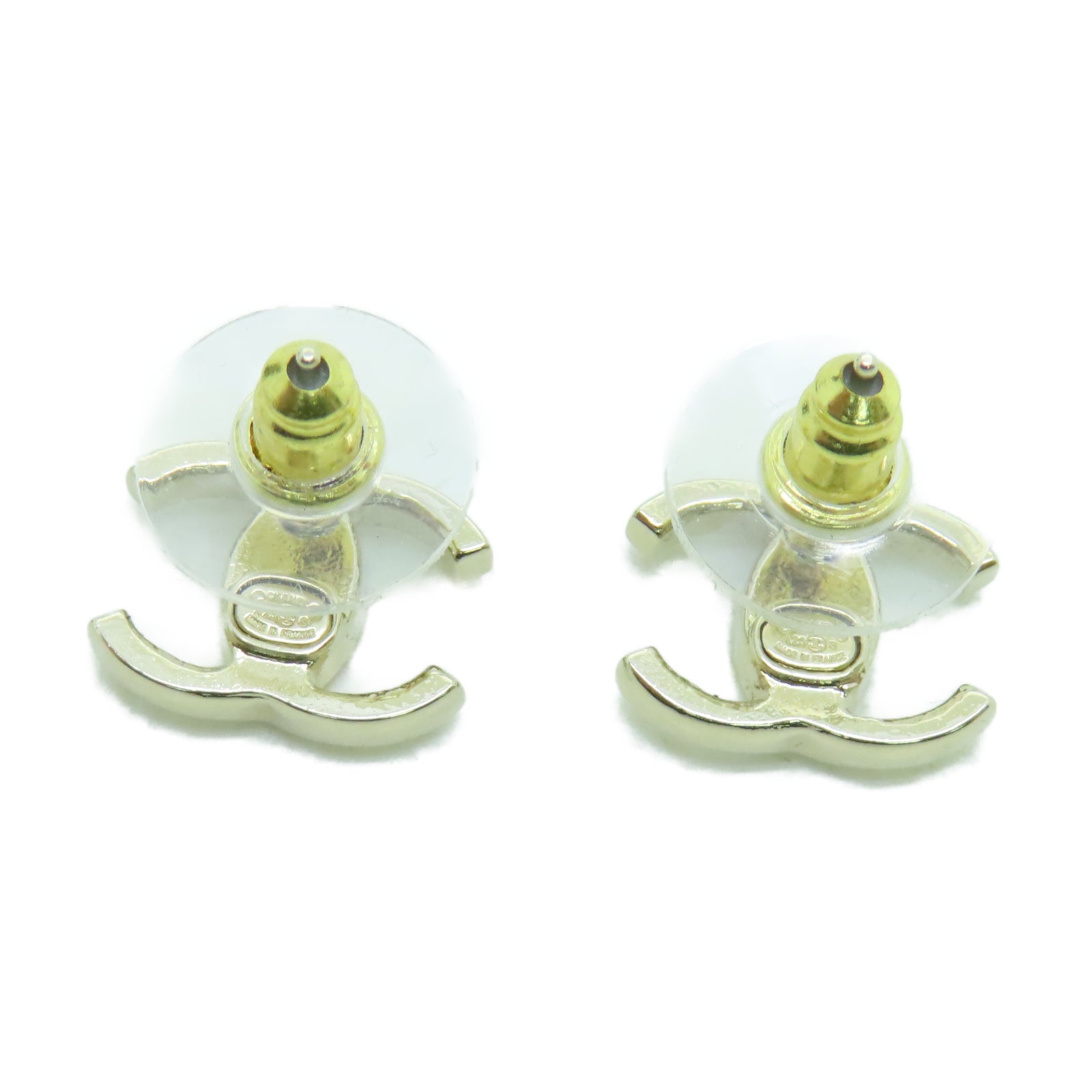 CHANEL 金屬Logo Earrings耳環金色