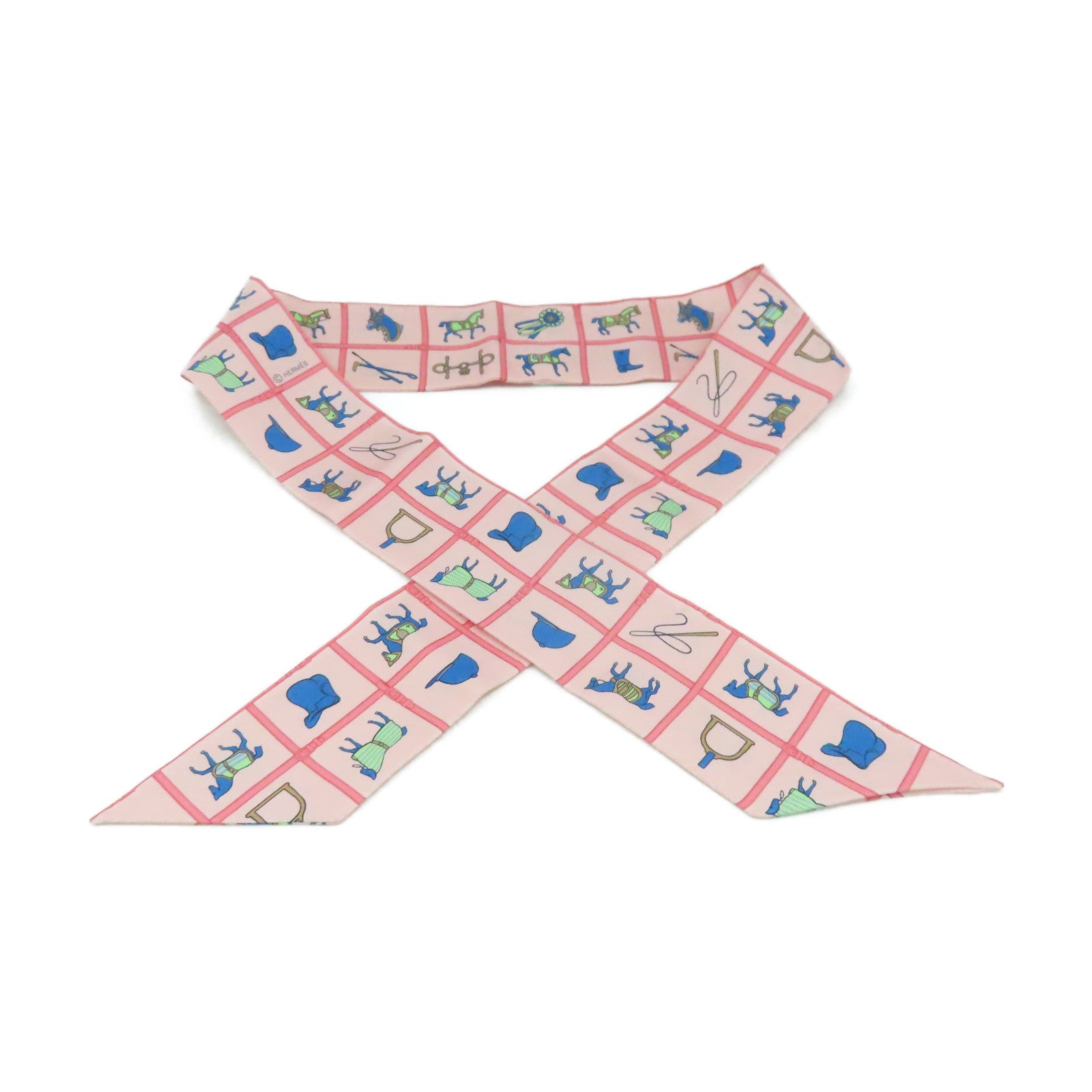 HERMES 絲質Twilly Scarf絲巾粉紅色/彩色