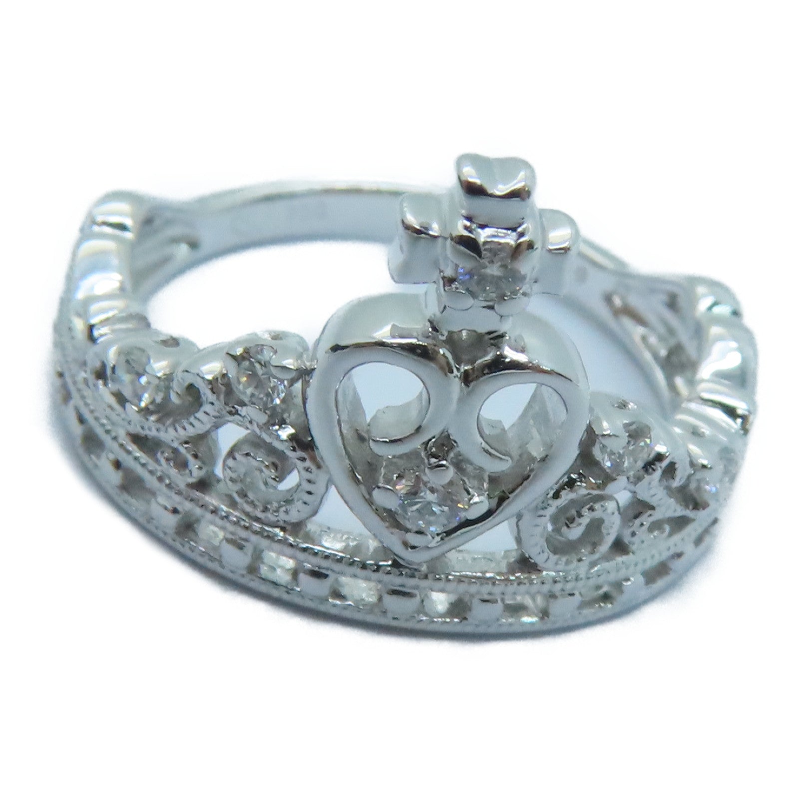 JEWELRY 18K White Gold Diamond Ring 0.09ct Diamond Ring US#4.75