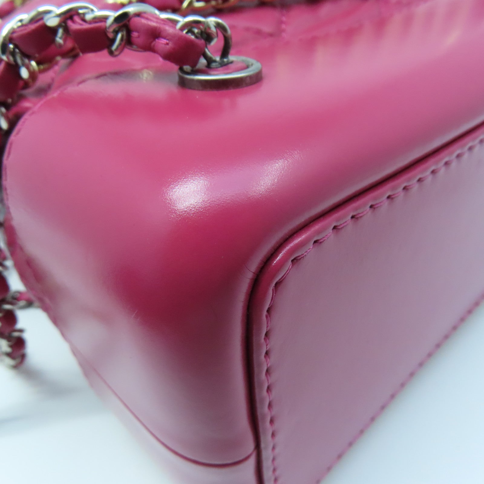 CHANEL Rhombus Sheepskin Leather Backpack Chain Belt Backpack Pink