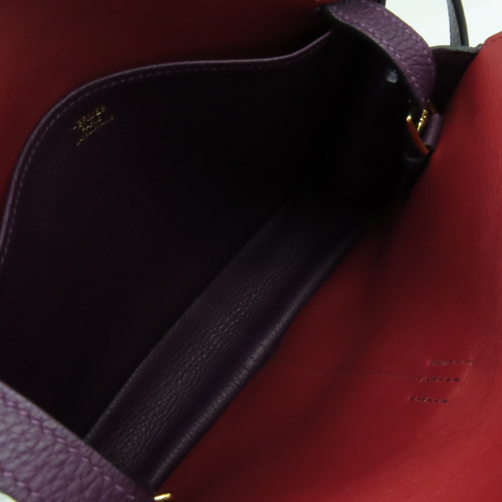 HERMES Clemence皮革Halzan 25 2Way Shoulder Bag金扣手挽肩背兩用袋紫色/Rouge Grenat石榴紅色
