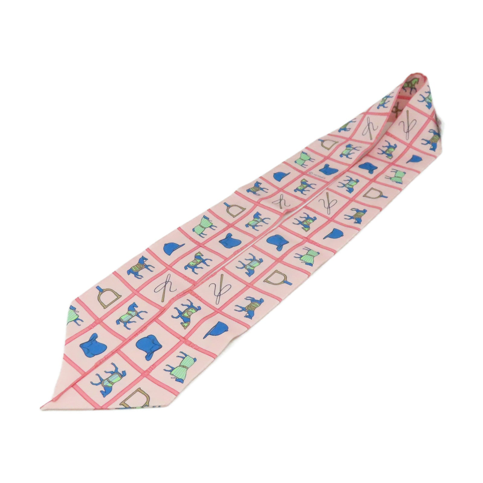 HERMES 絲質Twilly Scarf絲巾粉紅色/彩色