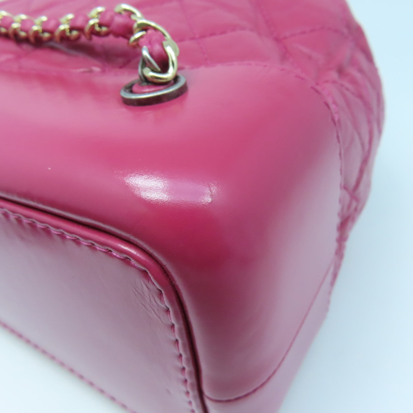 CHANEL Rhombus Sheepskin Leather Backpack Chain Belt Backpack Pink