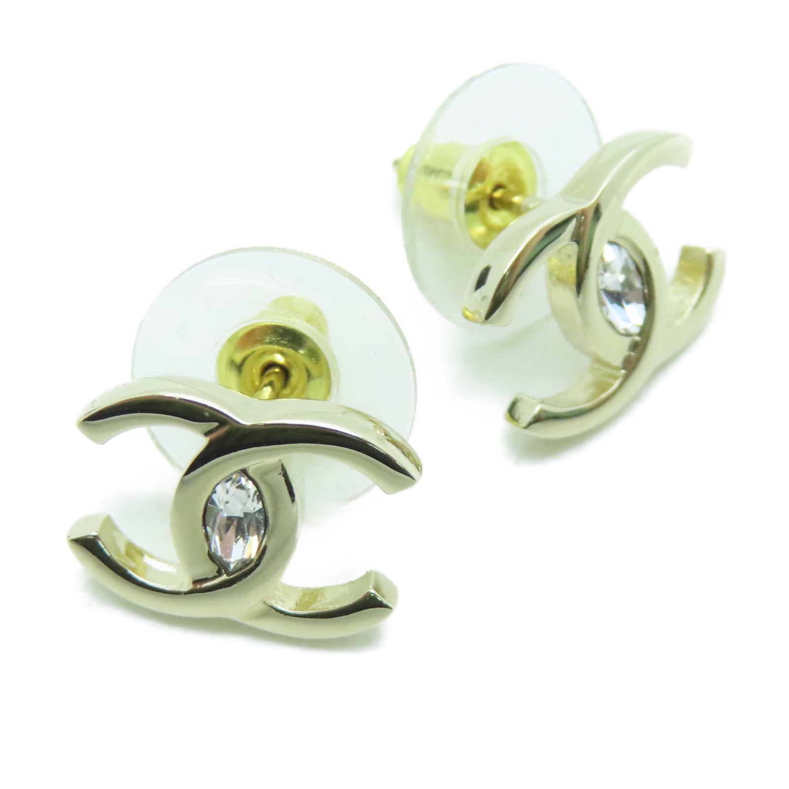 CHANEL 金屬Logo Earrings耳環金色