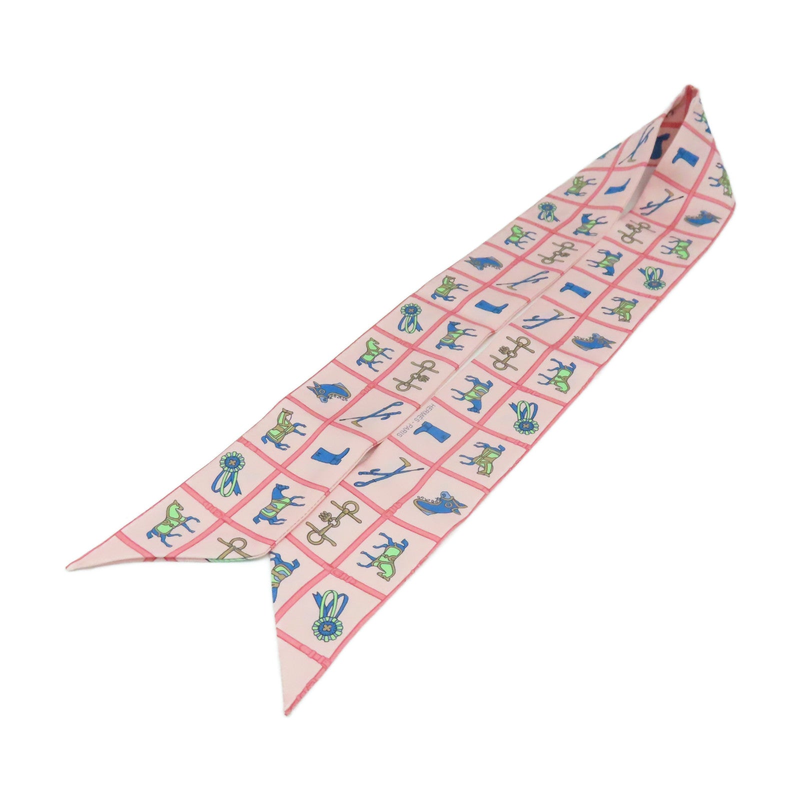 HERMES 絲質Twilly Scarf絲巾粉紅色/彩色