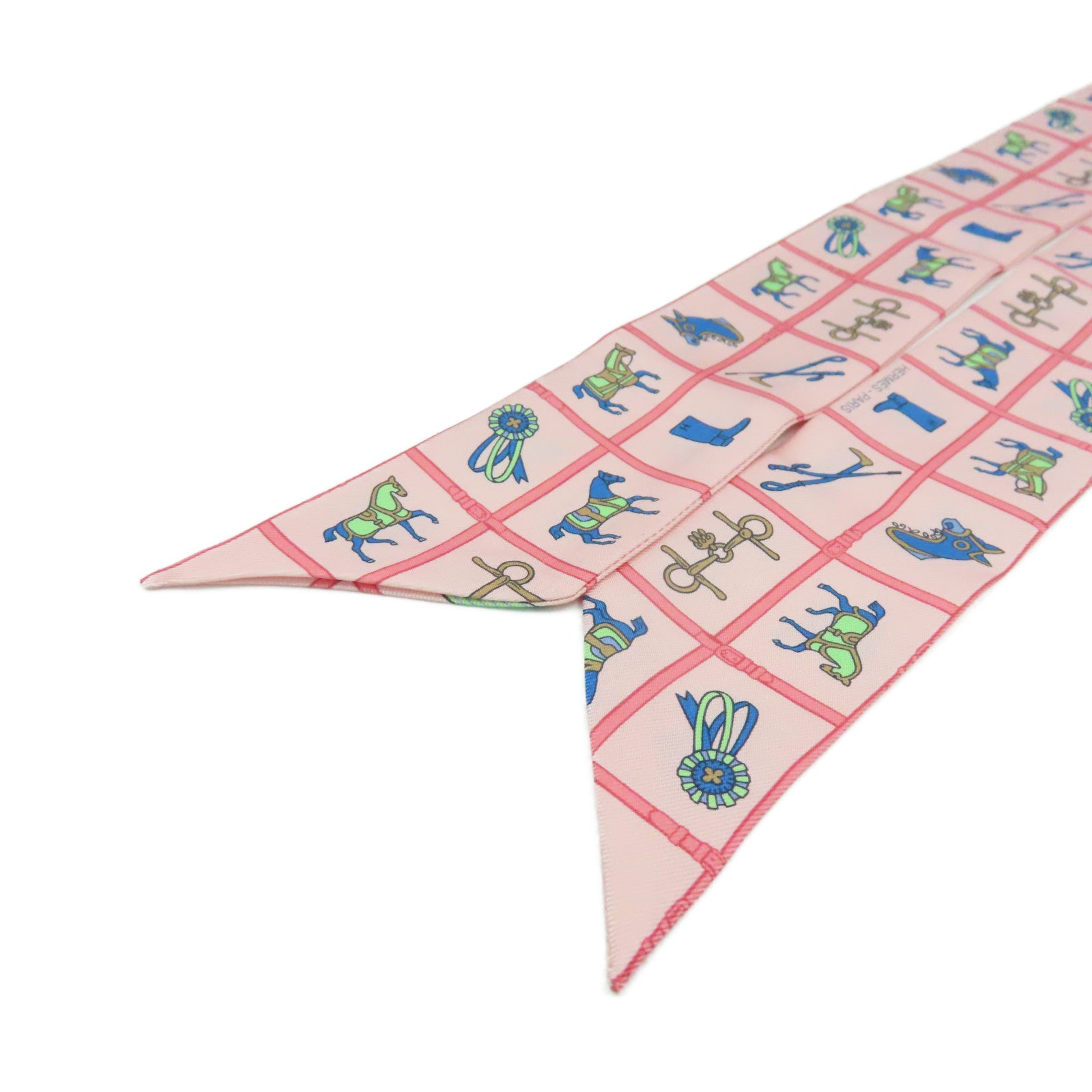 HERMES 絲質Twilly Scarf絲巾粉紅色/彩色