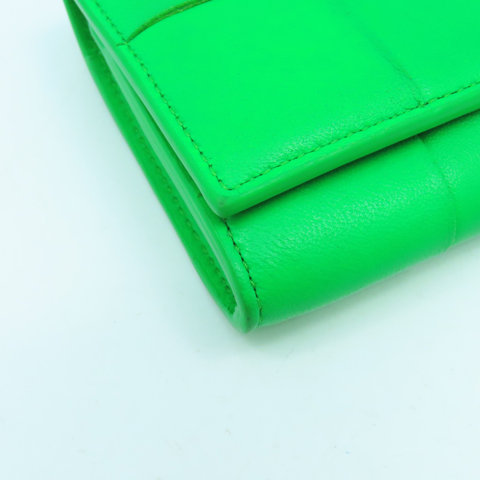 BOTTEGA VENETA 織紋皮革Card Case金扣卡片套綠色