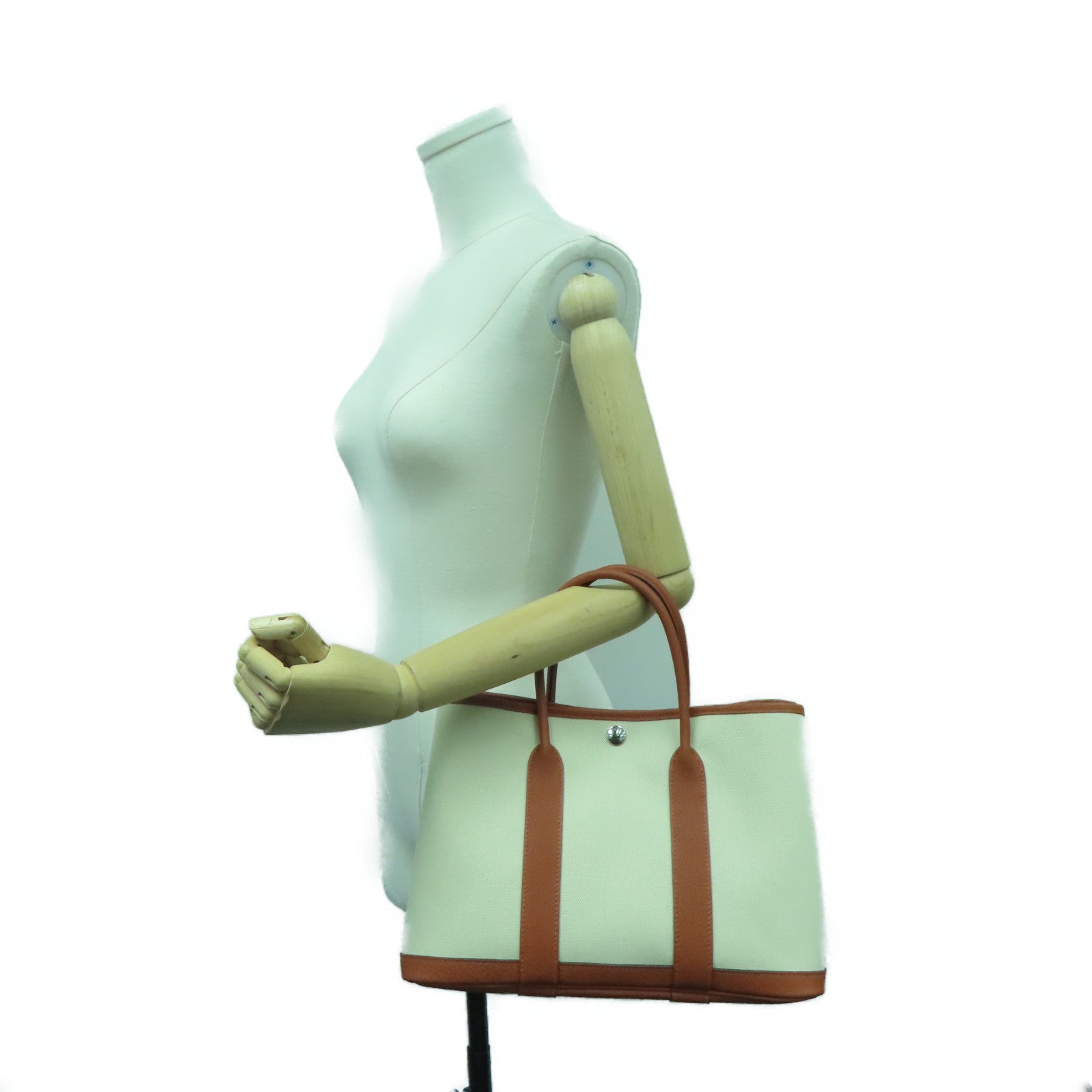 HERMES 【激减优惠】帆布Garden Party TPM银扣手挽袋米色