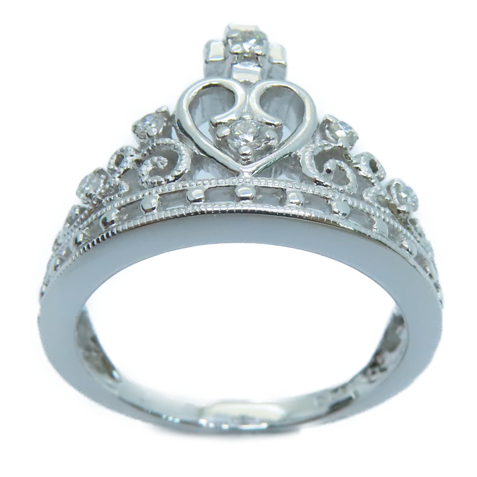 JEWELRY 18K White Gold Diamond Ring 0.09ct Diamond Ring US#4.75