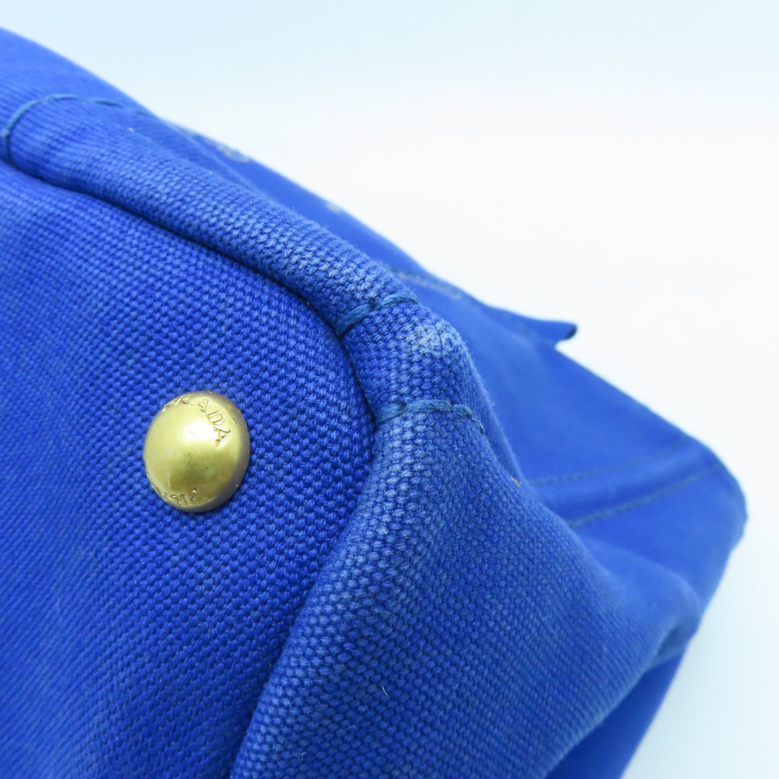PRADA Canvas 2 Way Shoulder Gold Buckle Hand Shoulder Dual-purpose Bag Blue