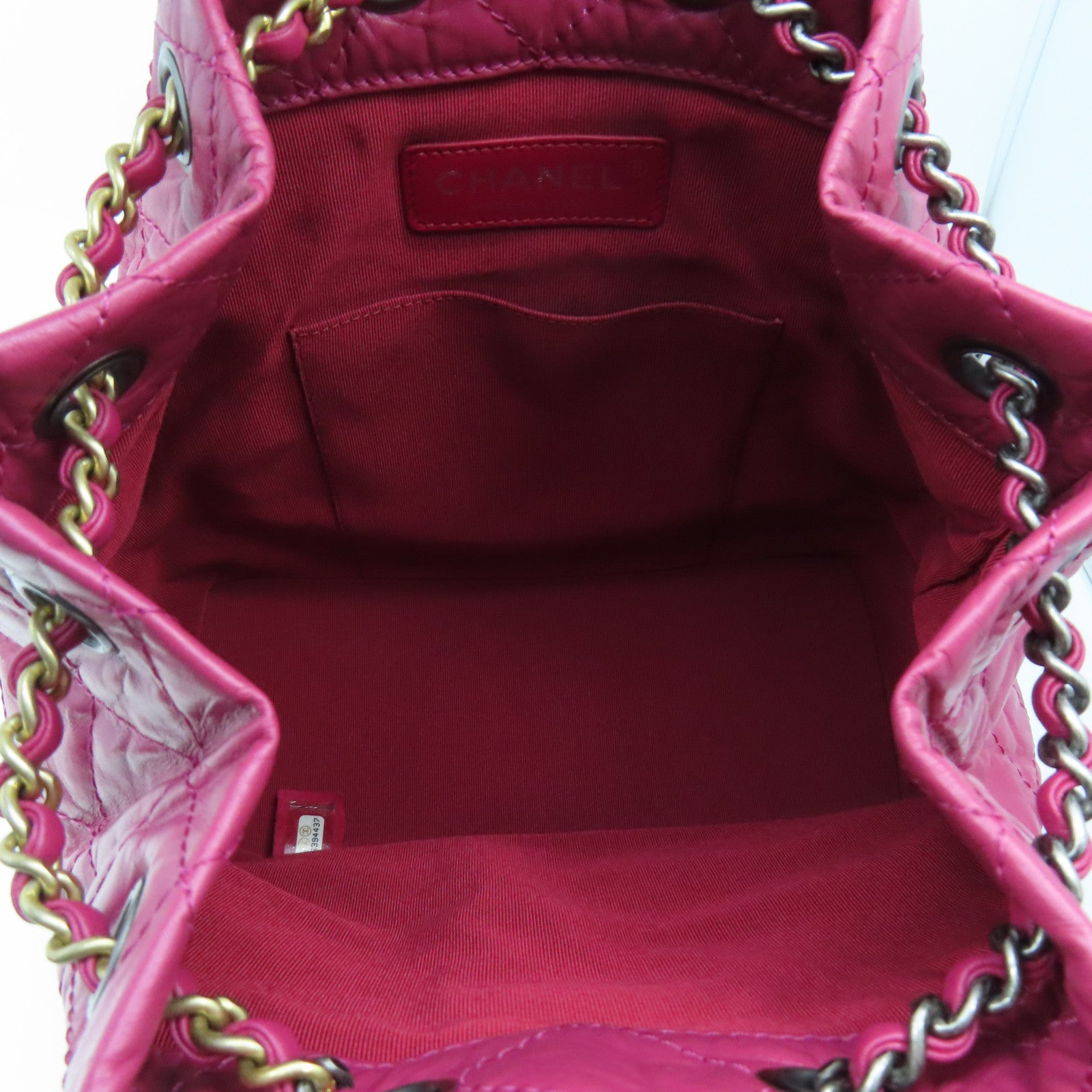 CHANEL Rhombus Sheepskin Leather Backpack Chain Belt Backpack Pink