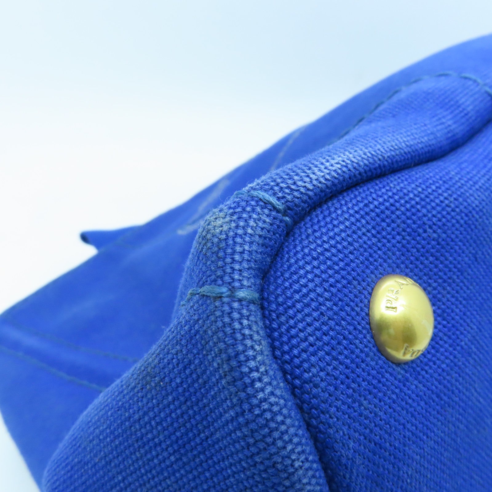 PRADA Canvas 2 Way Shoulder Gold Buckle Hand Shoulder Dual-purpose Bag Blue