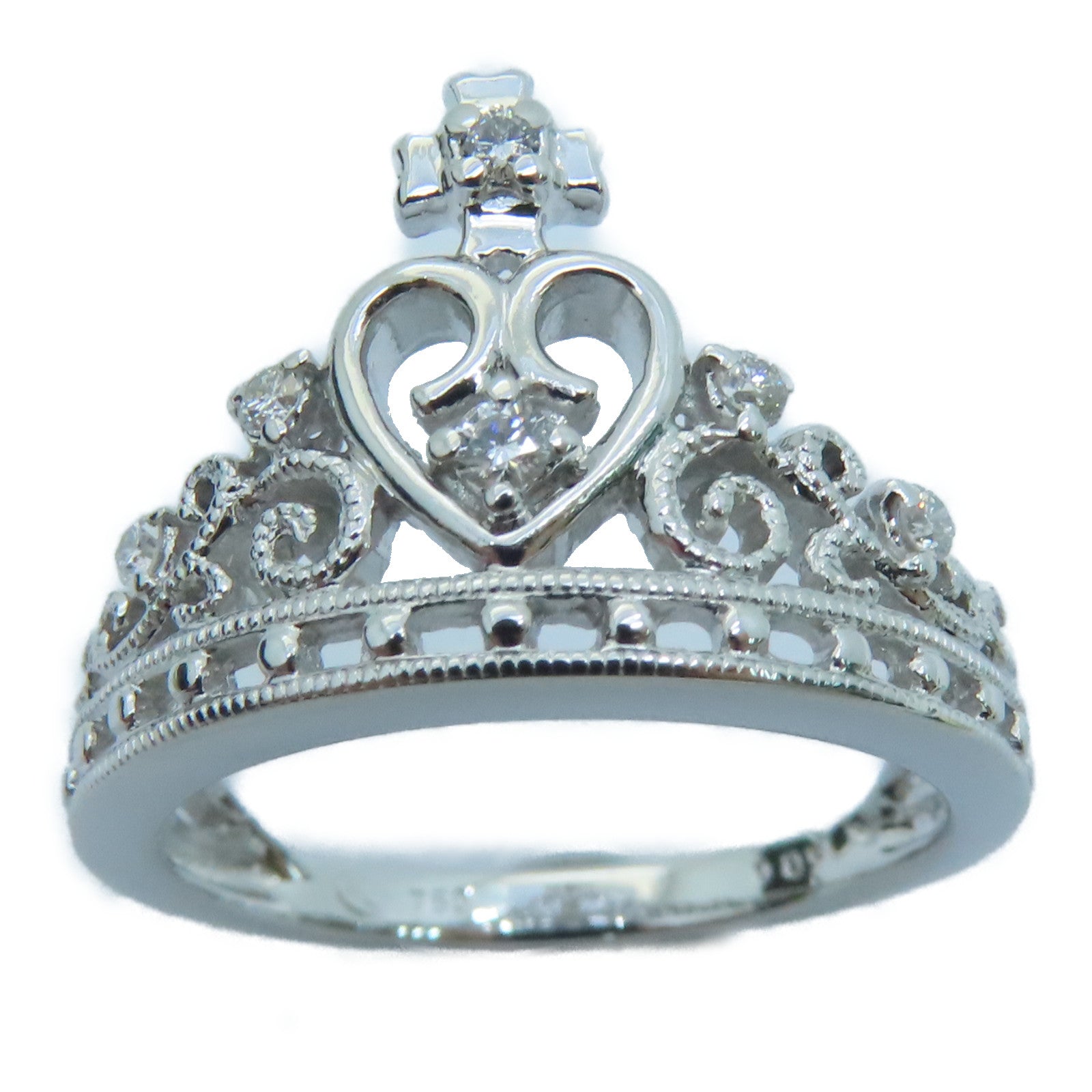 JEWELRY 18K White Gold Diamond Ring 0.09ct Diamond Ring US#4.75