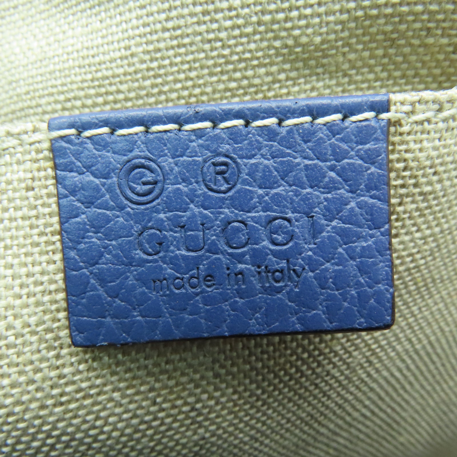 GUCCI 帆布/皮革Shoulder Bag金扣肩背袋啡色/藍色