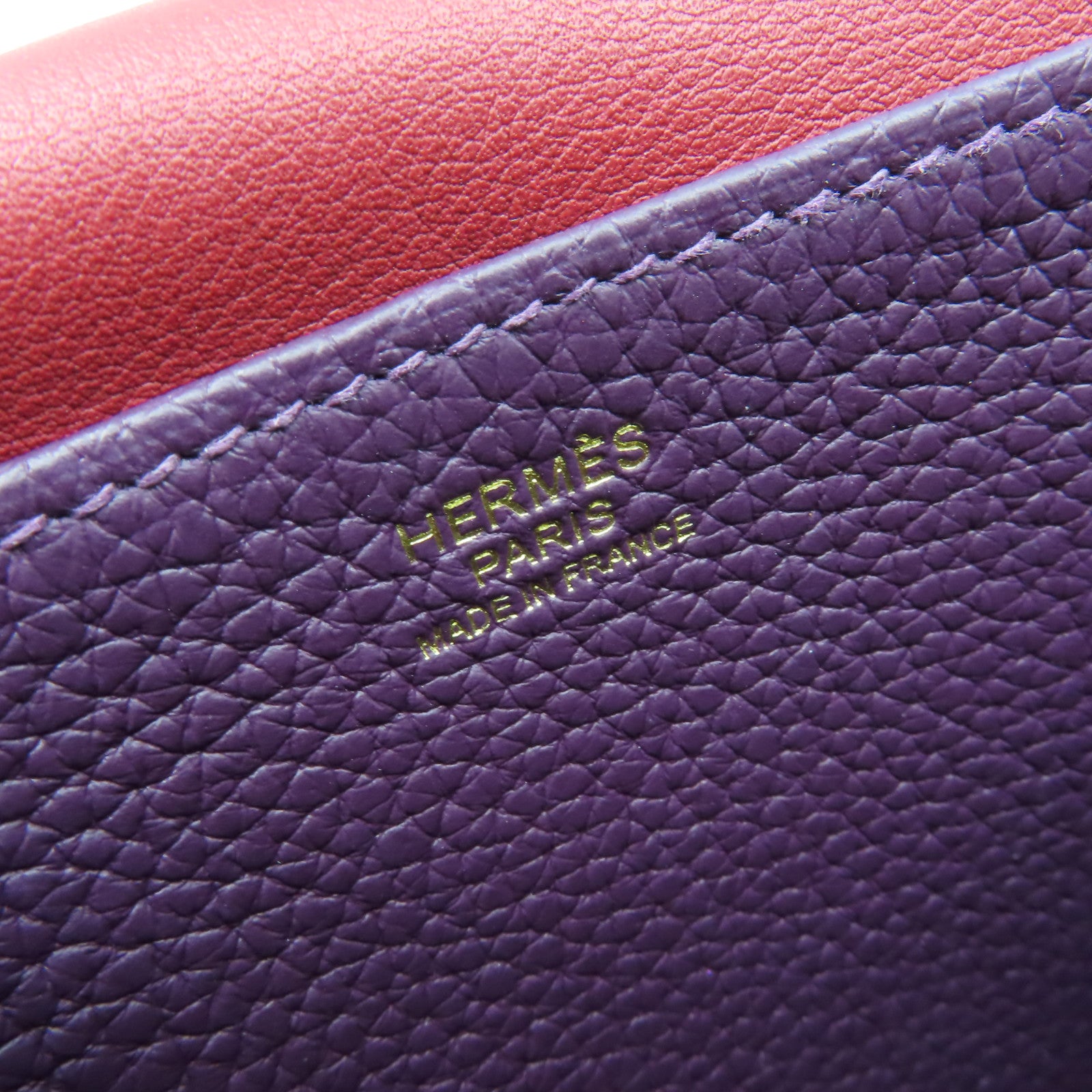 HERMES Clemence皮革Halzan 25 2Way Shoulder Bag金扣手挽肩背兩用袋紫色/Rouge Grenat石榴紅色