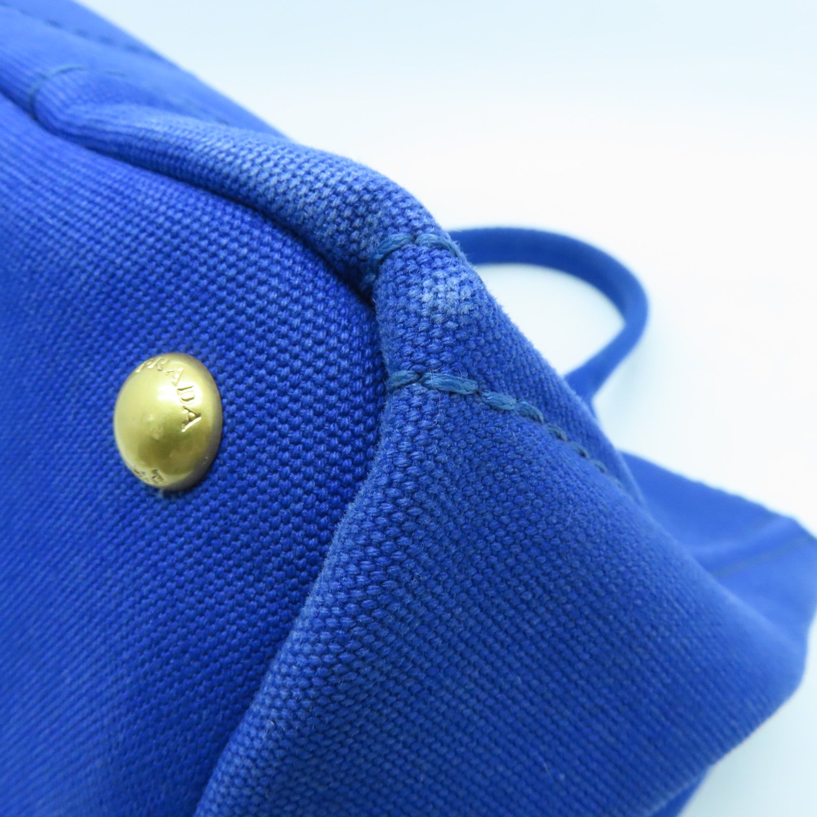 PRADA Canvas 2 Way Shoulder Gold Buckle Hand Shoulder Dual-purpose Bag Blue