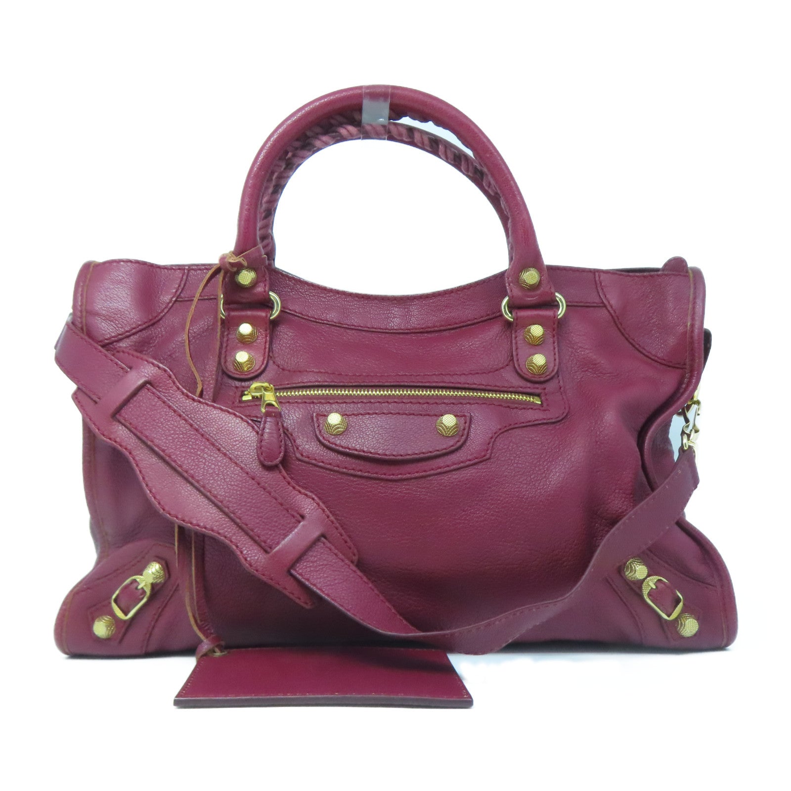 BALENCIAGA 牛皮皮革City金扣手挽肩背兩用袋紅色