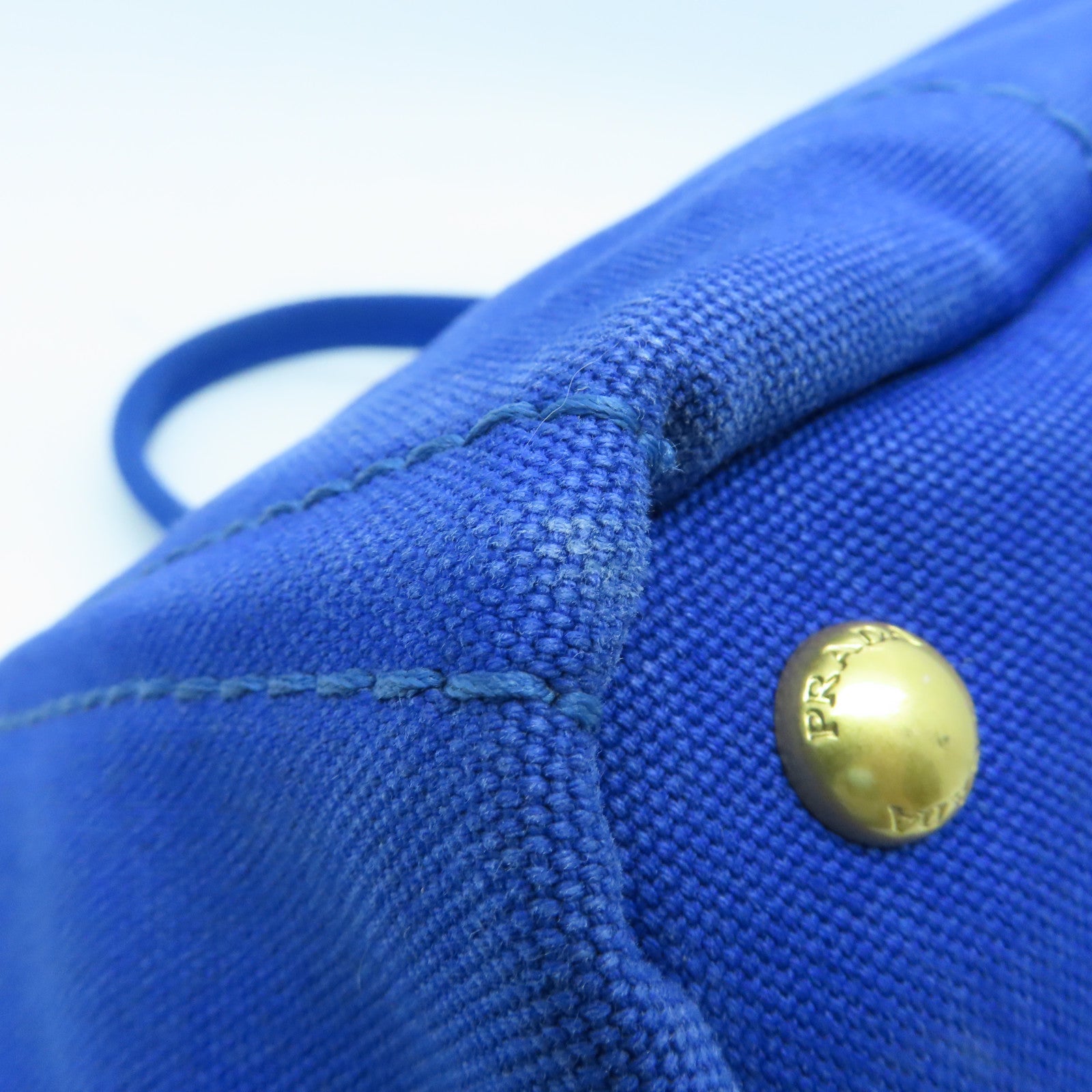 PRADA Canvas 2 Way Shoulder Gold Buckle Hand Shoulder Dual-purpose Bag Blue