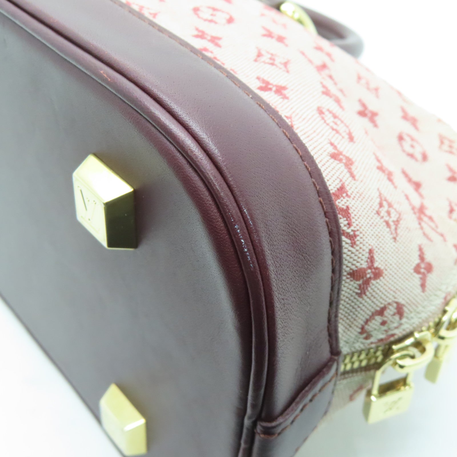 LOUIS VUITTON Monogram Mini Almaron金扣手挽袋樱桃色