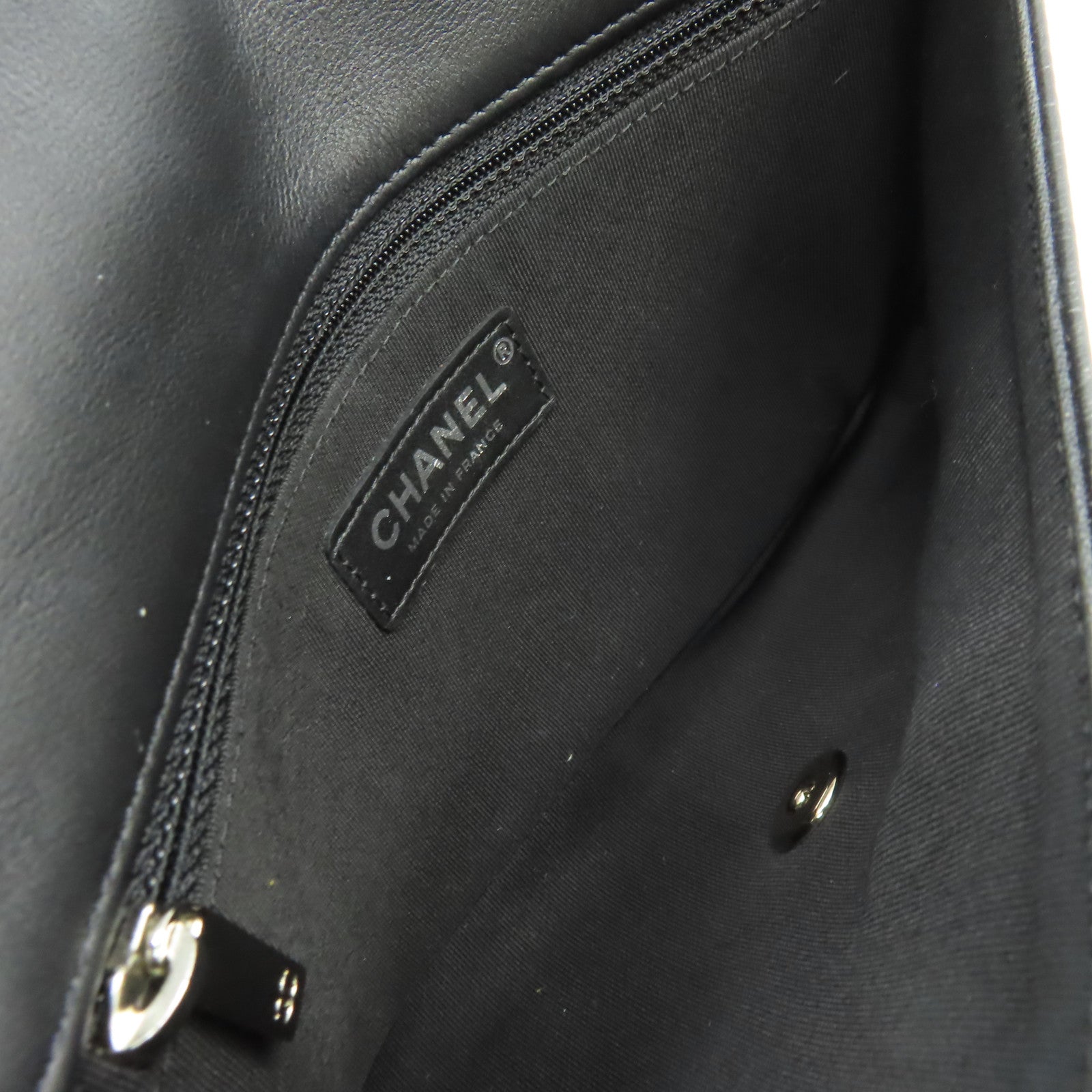 CHANEL 菱格牛皮皮革Chain Shoulder Bag銀扣鏈帶肩背袋黑色
