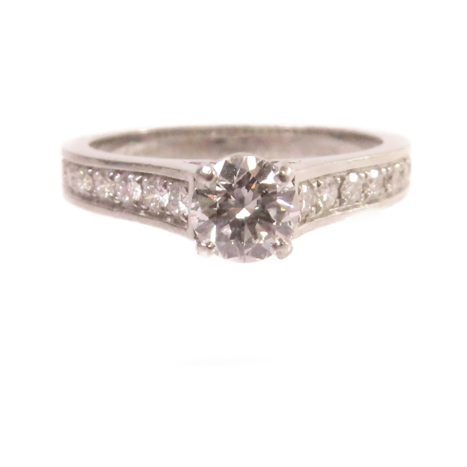 CARTIER PT950鉑金/0.35ct鑽石1985Solitaire Engagement Diamond Ring戒指#47/US#4