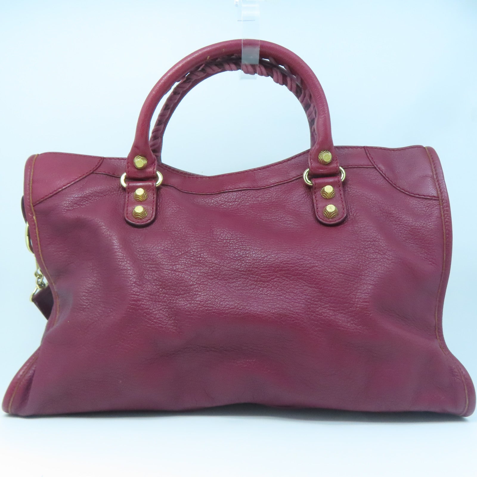 BALENCIAGA 牛皮皮革City金扣手挽肩背兩用袋紅色