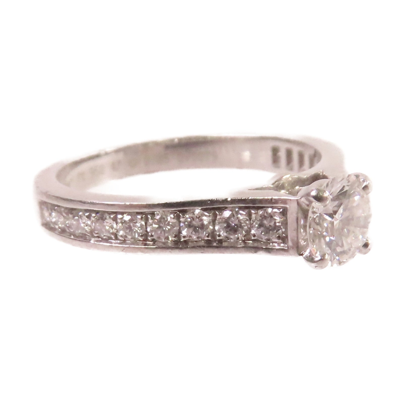CARTIER PT950鉑金/0.35ct鑽石1985Solitaire Engagement Diamond Ring戒指#47/US#4