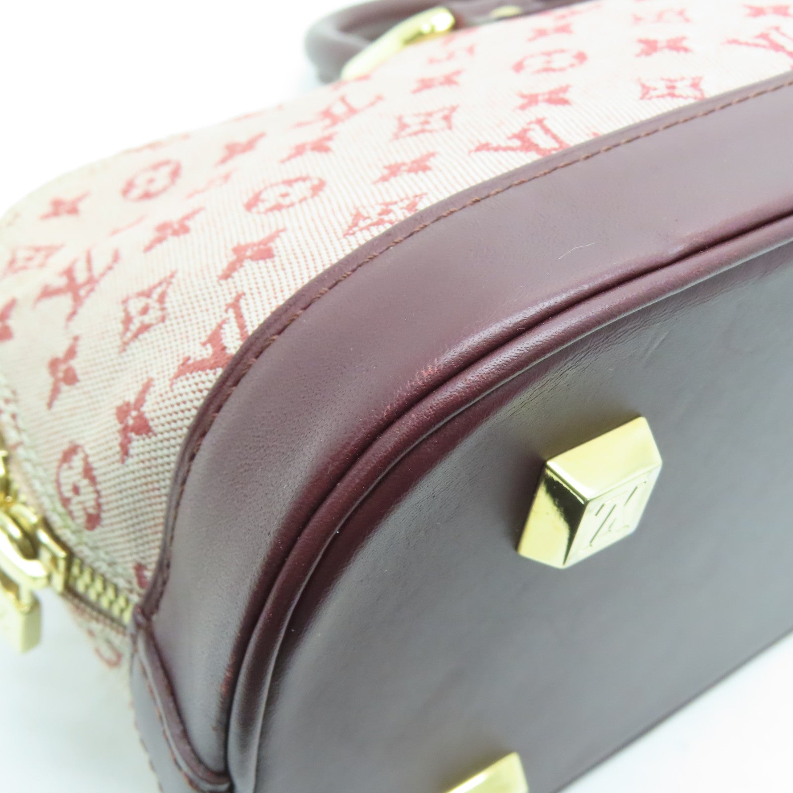 LOUIS VUITTON Monogram Mini Almaron金扣手挽袋樱桃色