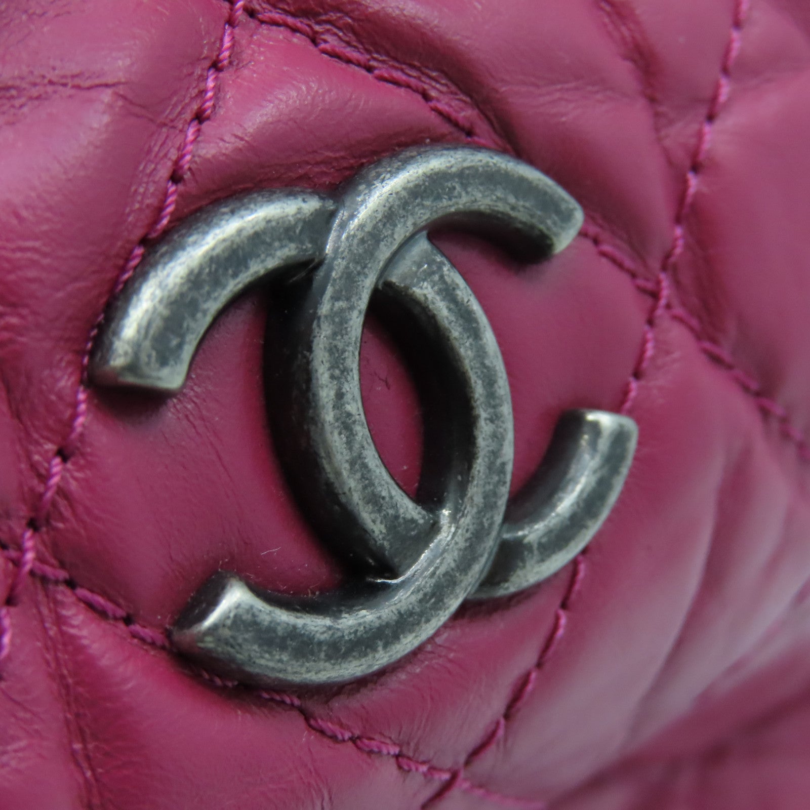 CHANEL Rhombus Sheepskin Leather Backpack Chain Belt Backpack Pink