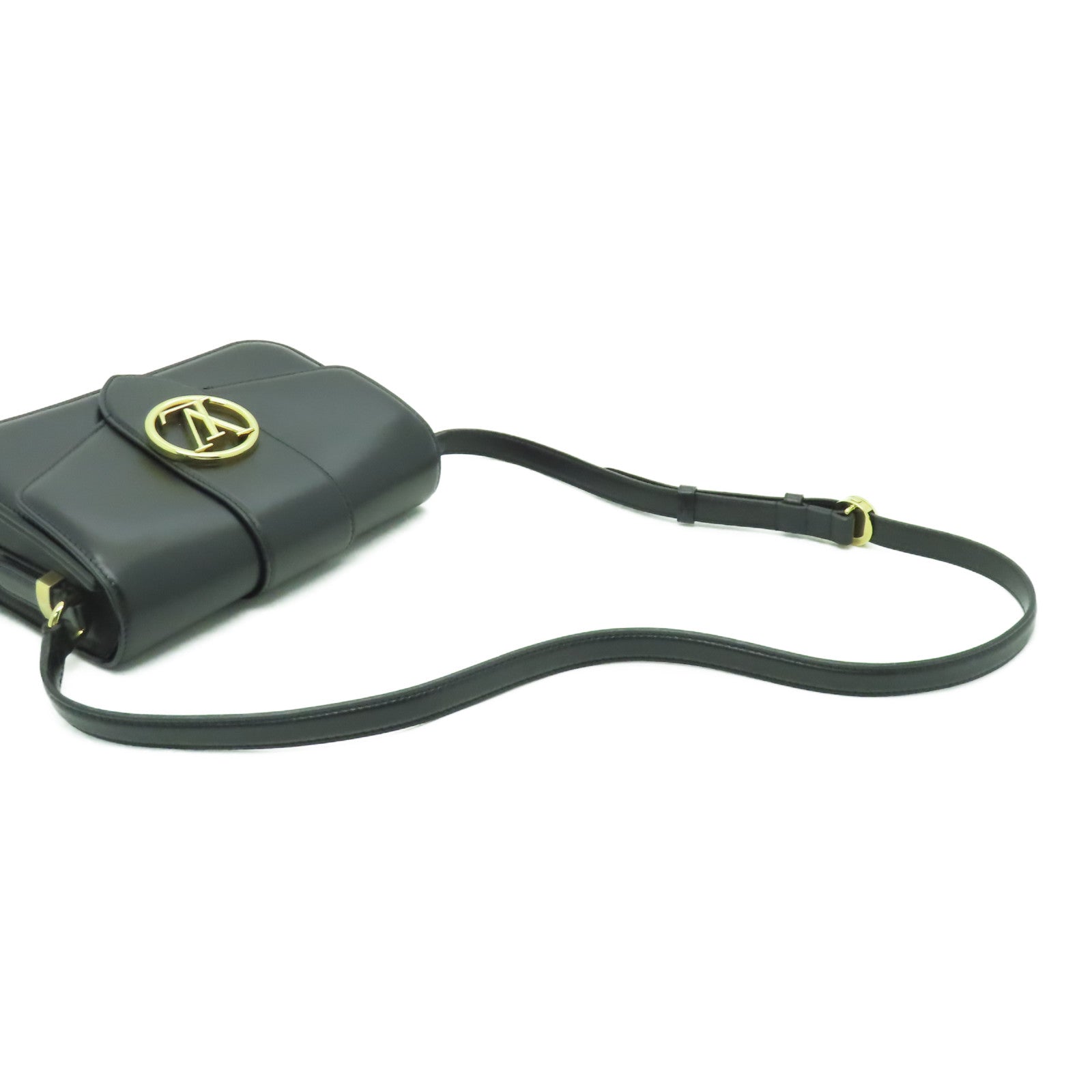LOUIS VUITTON 牛皮皮革Pont 9金扣肩背袋黒色