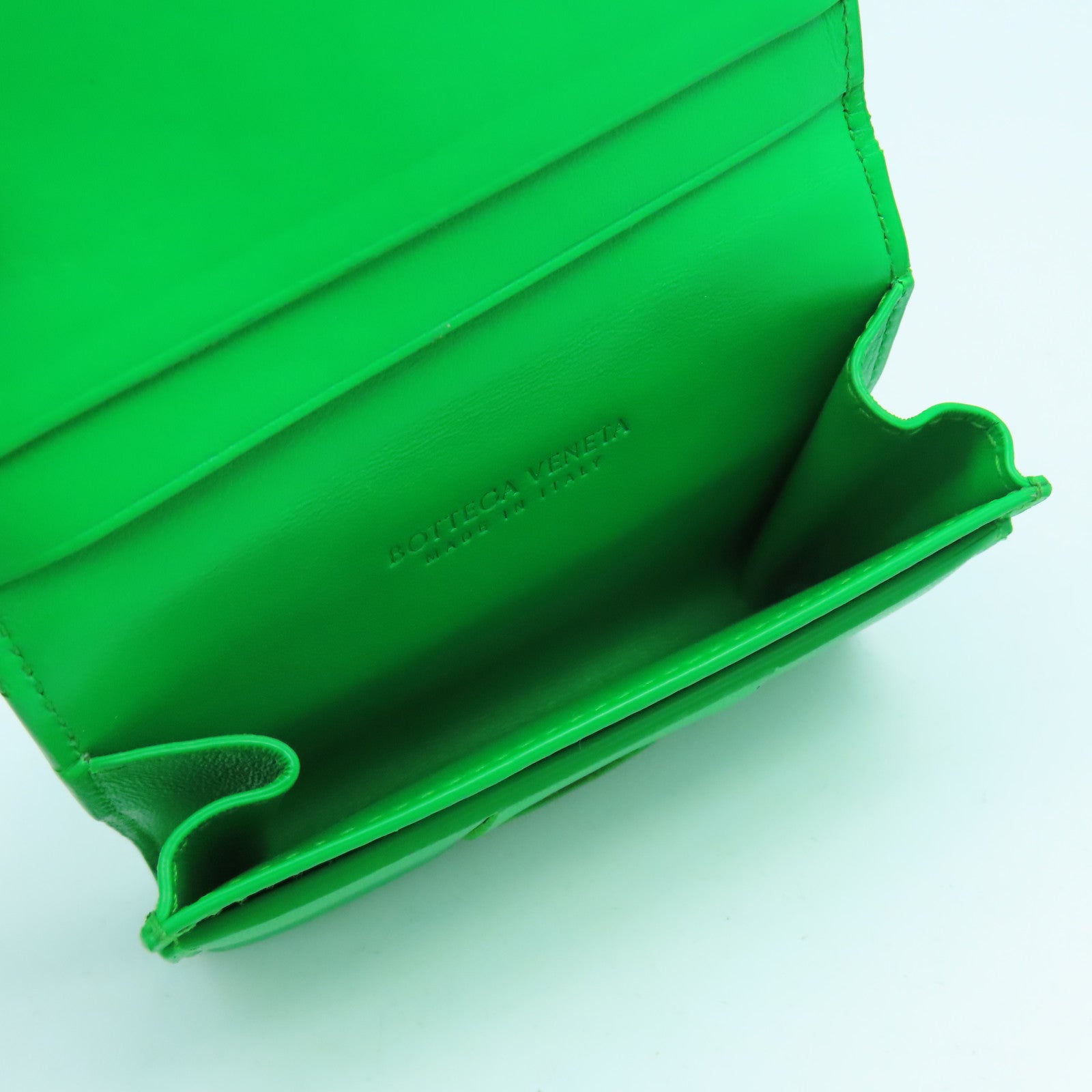 BOTTEGA VENETA 織紋皮革Card Case金扣卡片套綠色