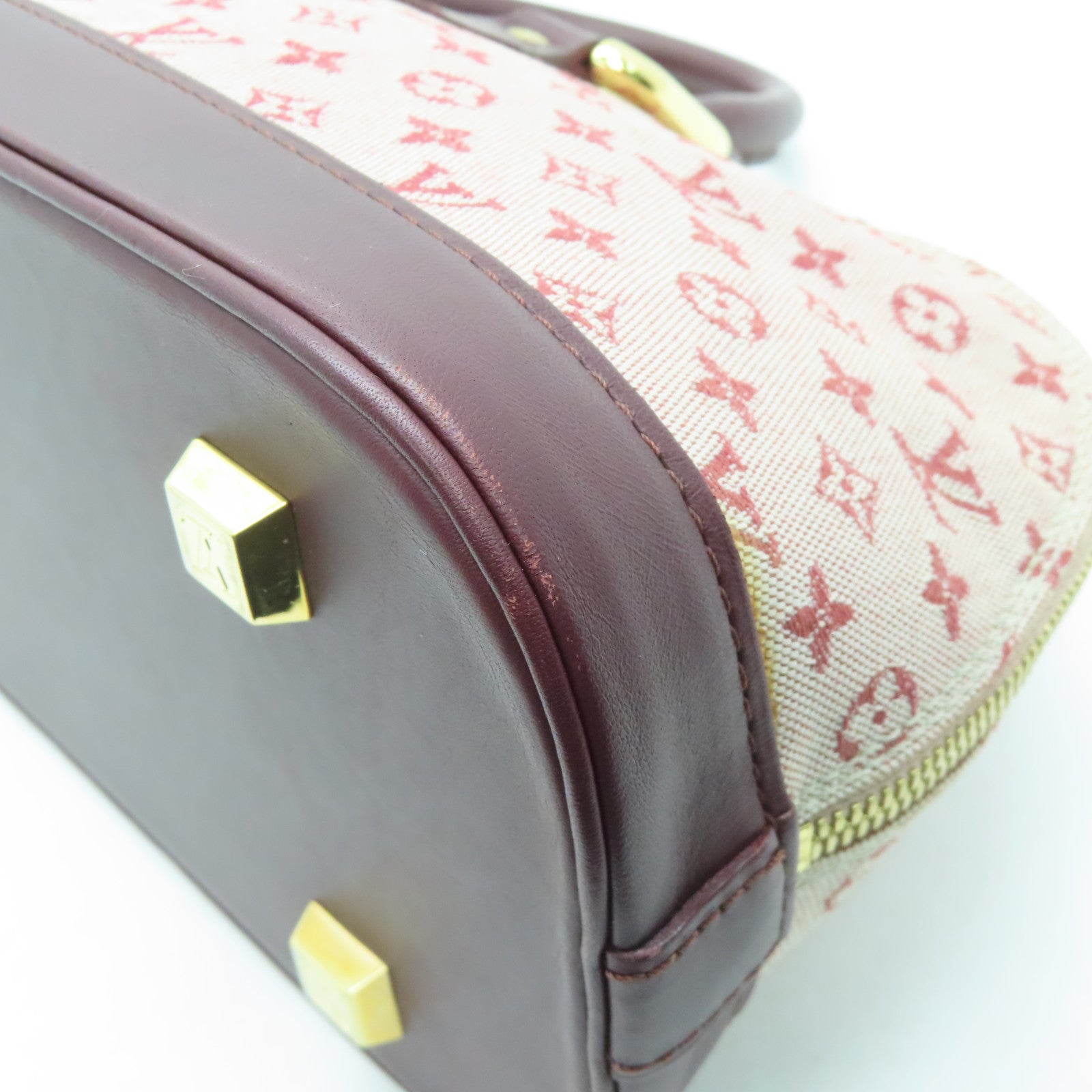 LOUIS VUITTON Monogram Mini Almaron金扣手挽袋樱桃色