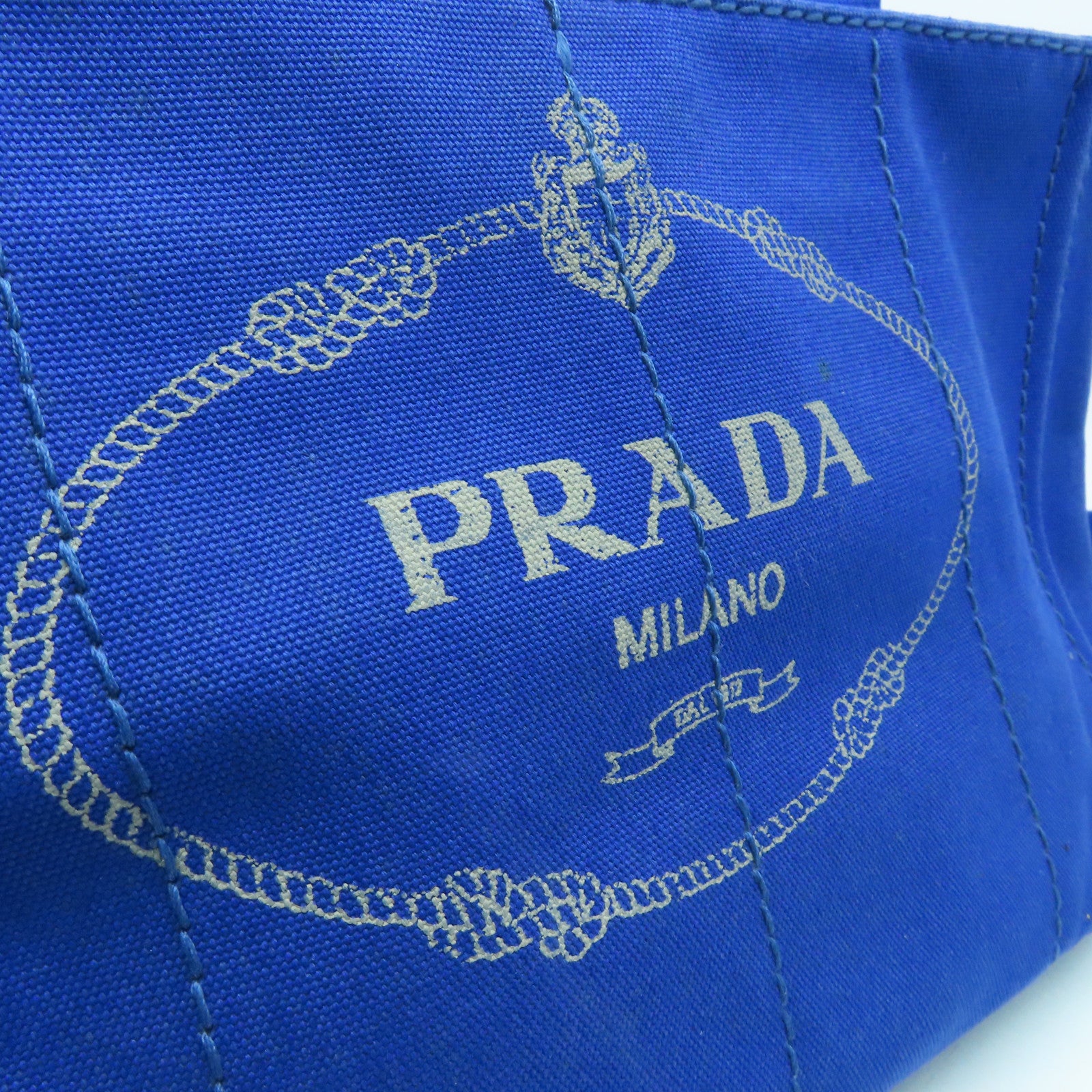 PRADA Canvas 2 Way Shoulder Gold Buckle Hand Shoulder Dual-purpose Bag Blue