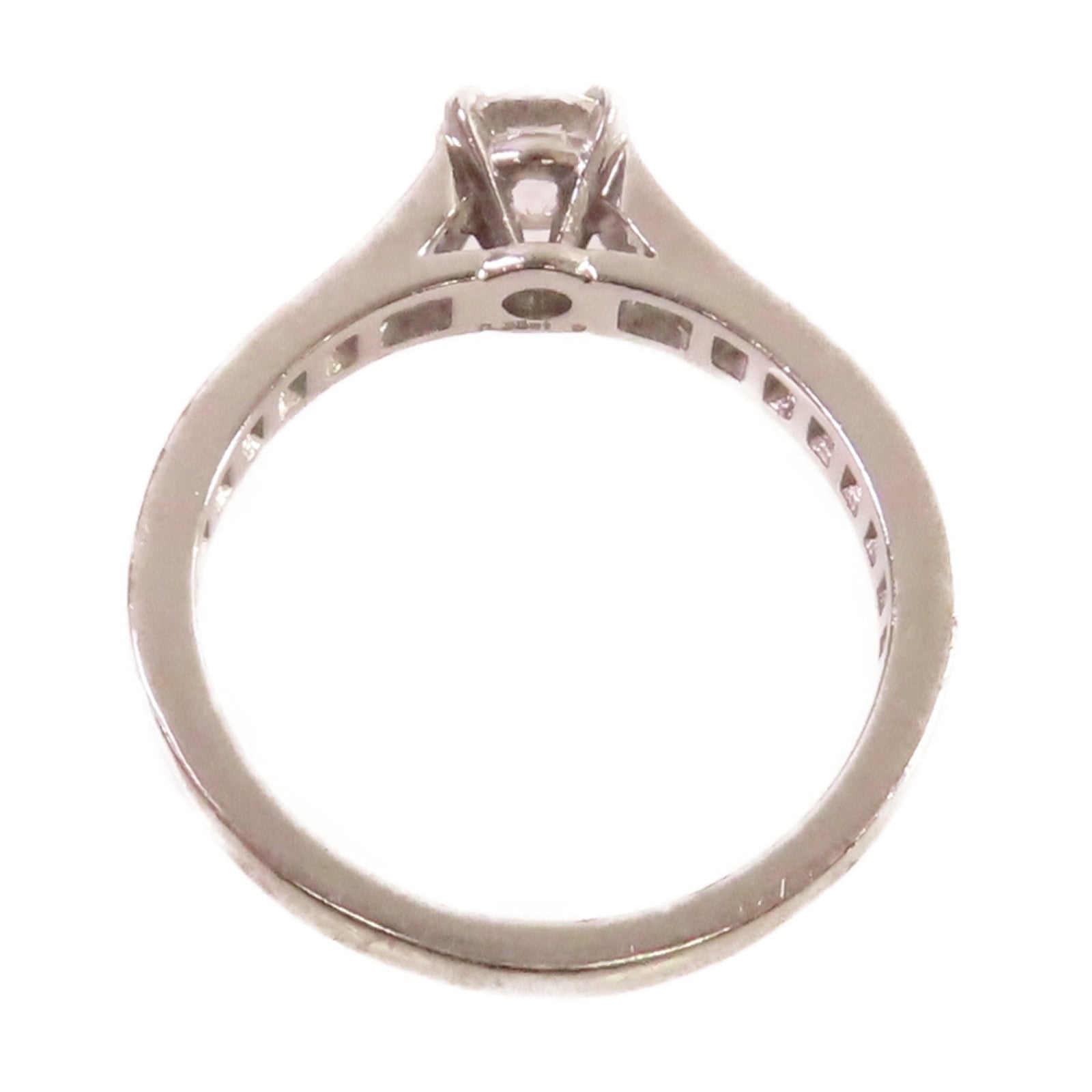 CARTIER PT950鉑金/0.35ct鑽石1985Solitaire Engagement Diamond Ring戒指#47/US#4