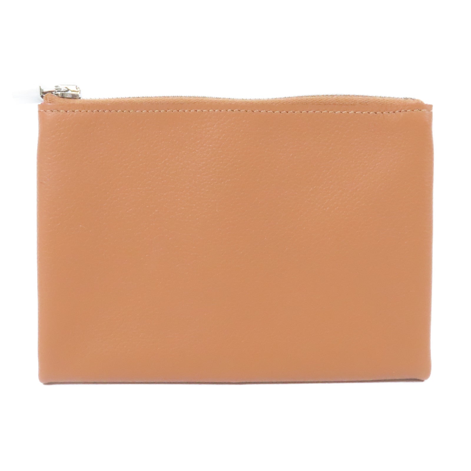 HERMES Evercolor皮革Atout 14 Pouch銀扣手拿包Gold經典駝色