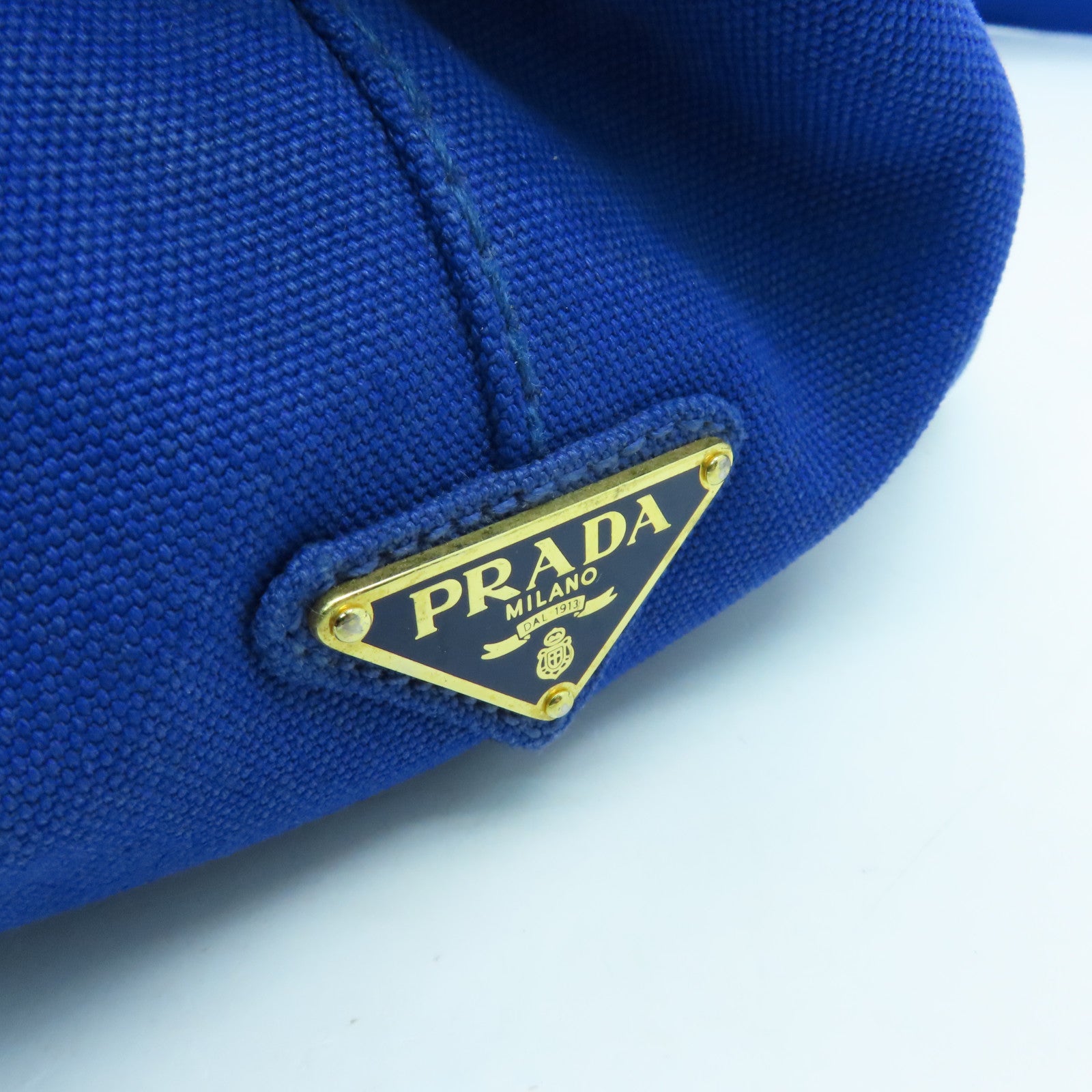 PRADA Canvas 2 Way Shoulder Gold Buckle Hand Shoulder Dual-purpose Bag Blue
