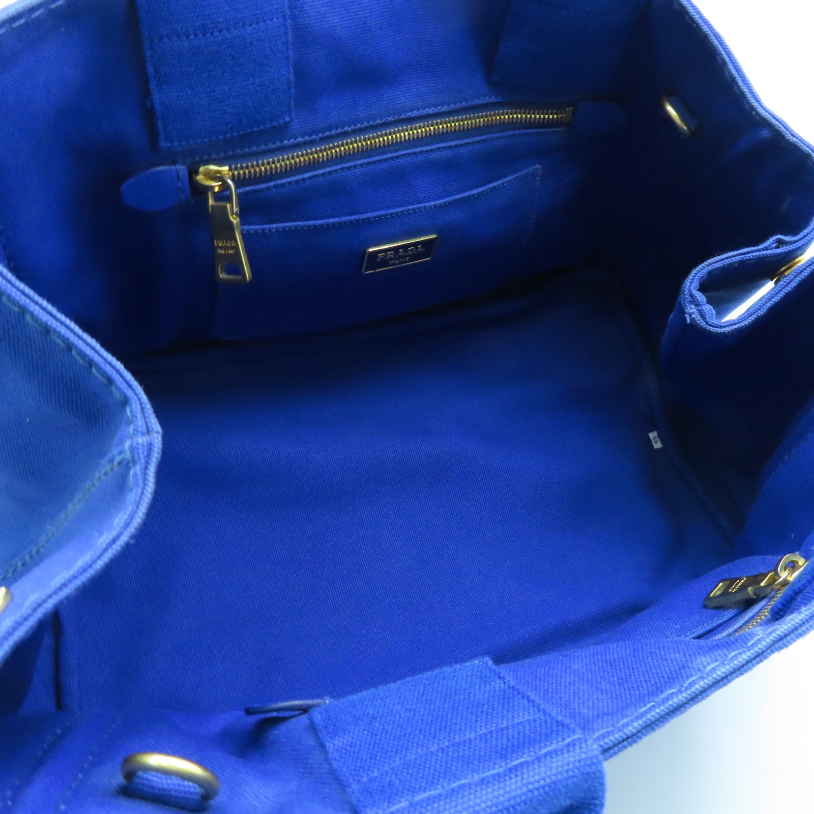 PRADA Canvas 2 Way Shoulder Gold Buckle Hand Shoulder Dual-purpose Bag Blue